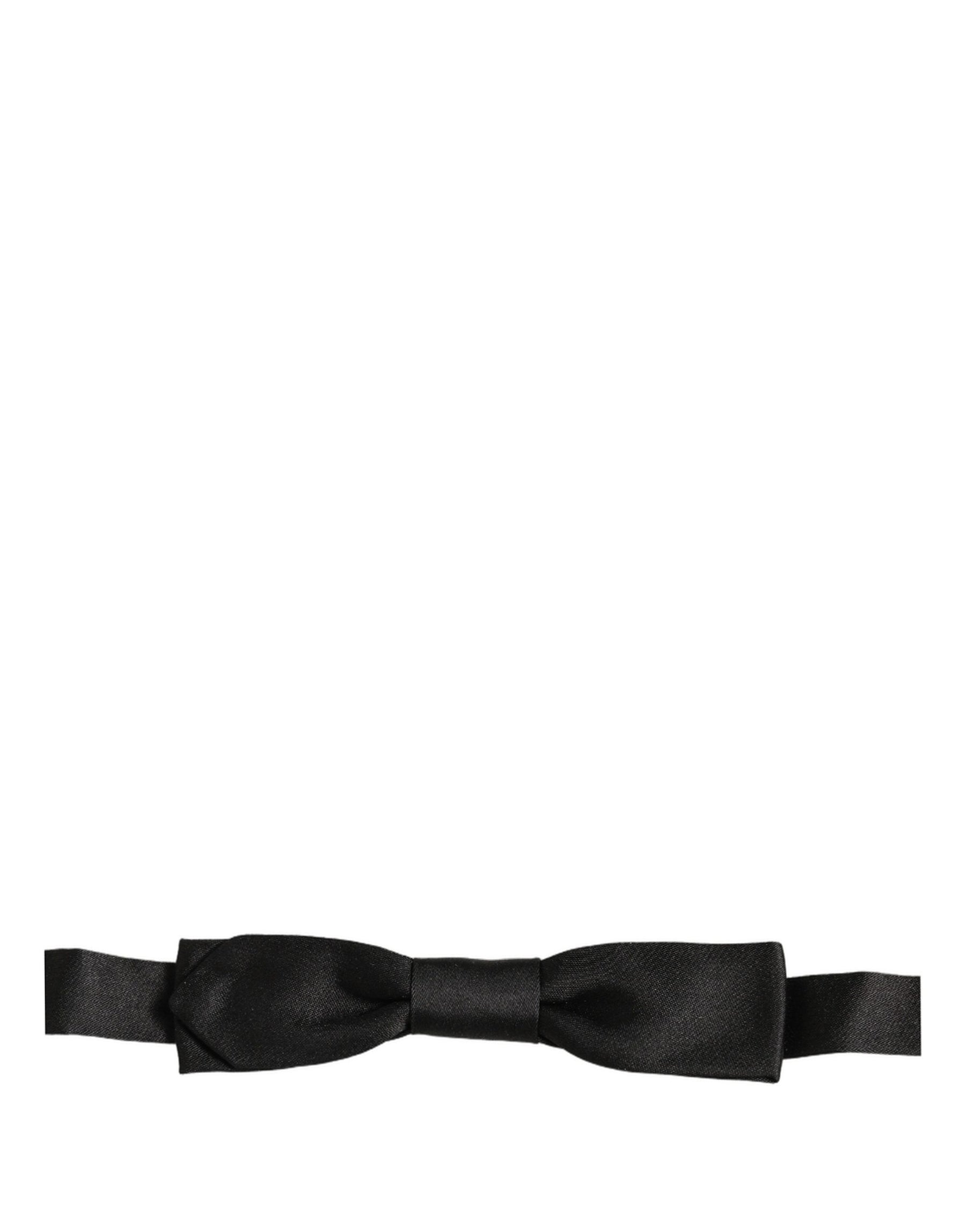 Dolce & Gabbana Men Black 100% SIlk Adjustable Neck Papillon Bow Tie | Regal Royce