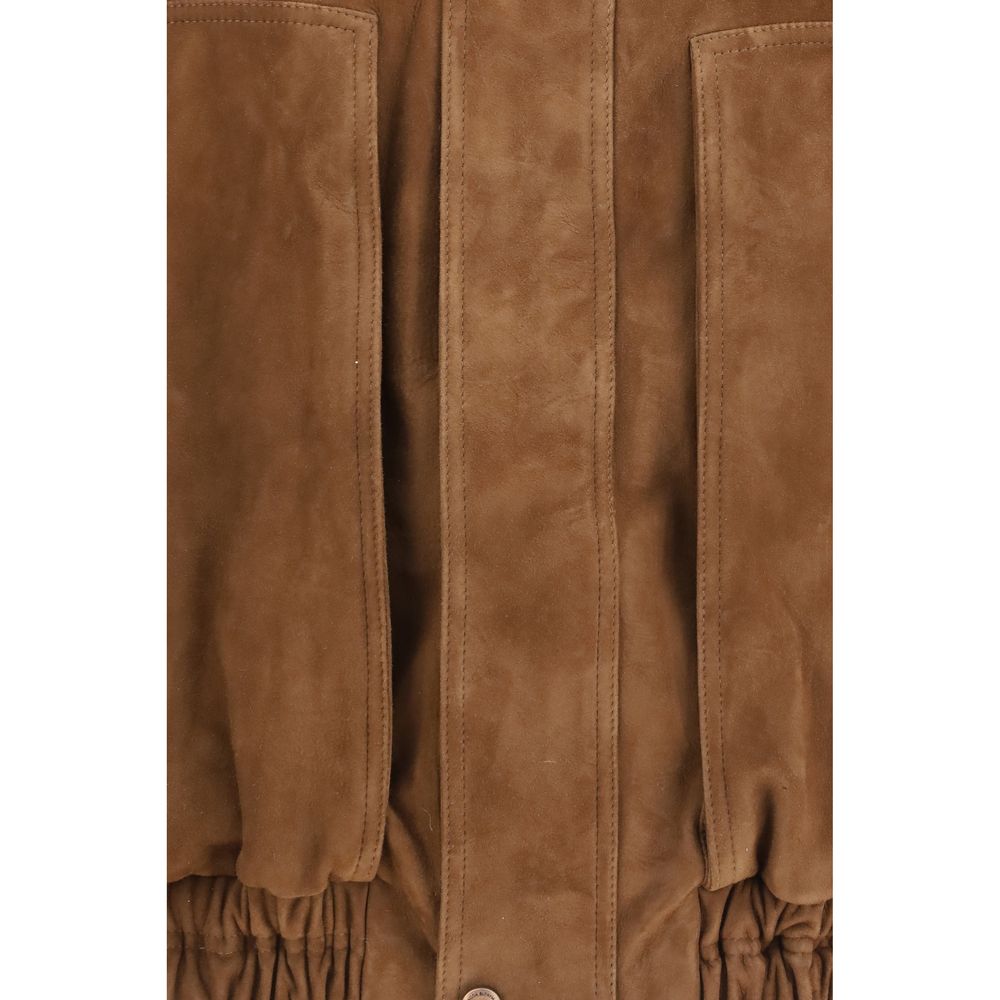 Magda Butrym Brown Suede Leather Bomber | Regal Royce
