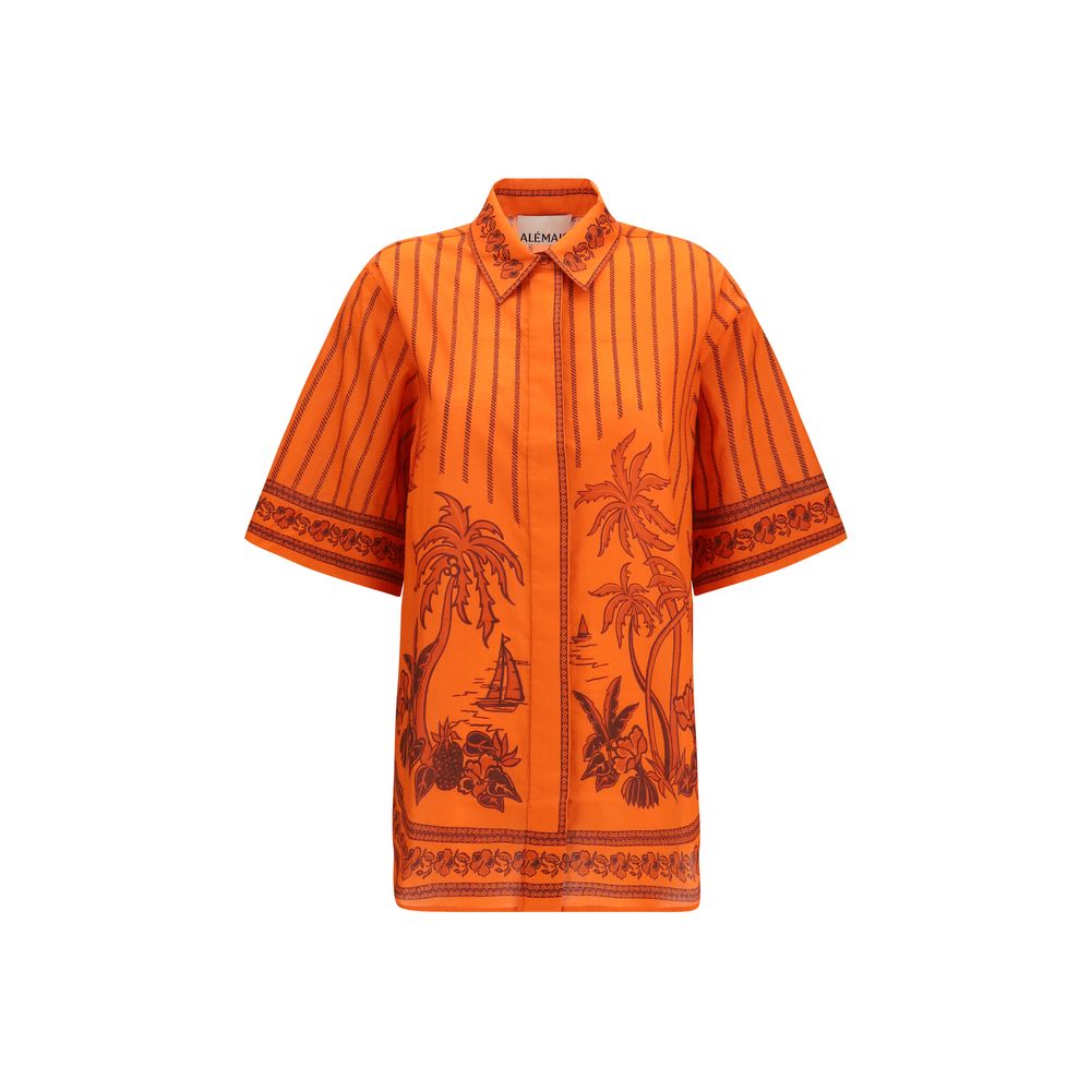 Alemais Orange Cotton Pattern Shirt | Regal Royce