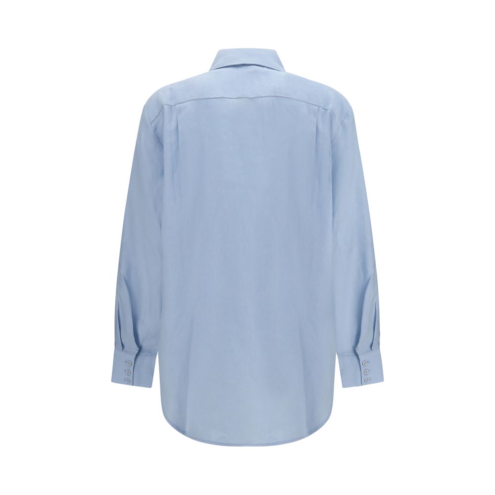 Alemais Blue Linen Pattern Shirt | Regal Royce