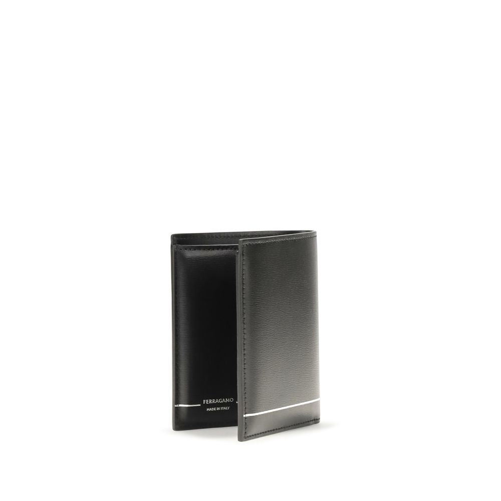 Ferragamo Black Calf Leather Bos Taurus Wallet | Regal Royce