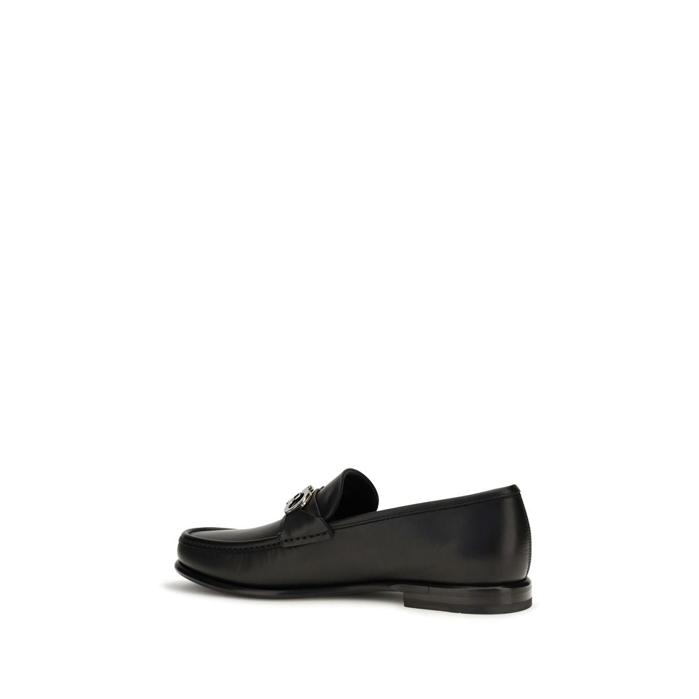 Ferragamo Black Calf Leather Bos Taurus Slip-On Loafers | Regal Royce