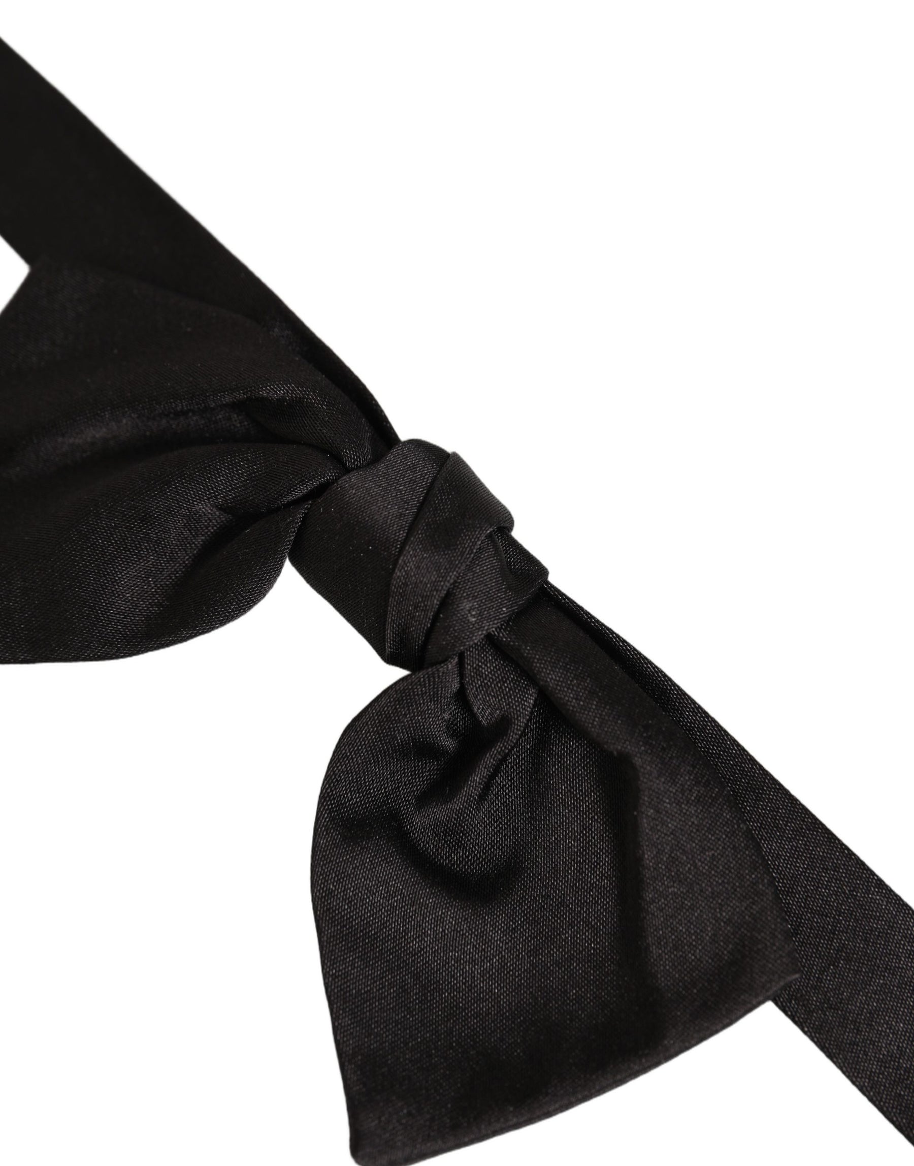 Dolce & Gabbana Men Black 100% SIlk Adjustable Neck Papillon Bow Tie | Regal Royce