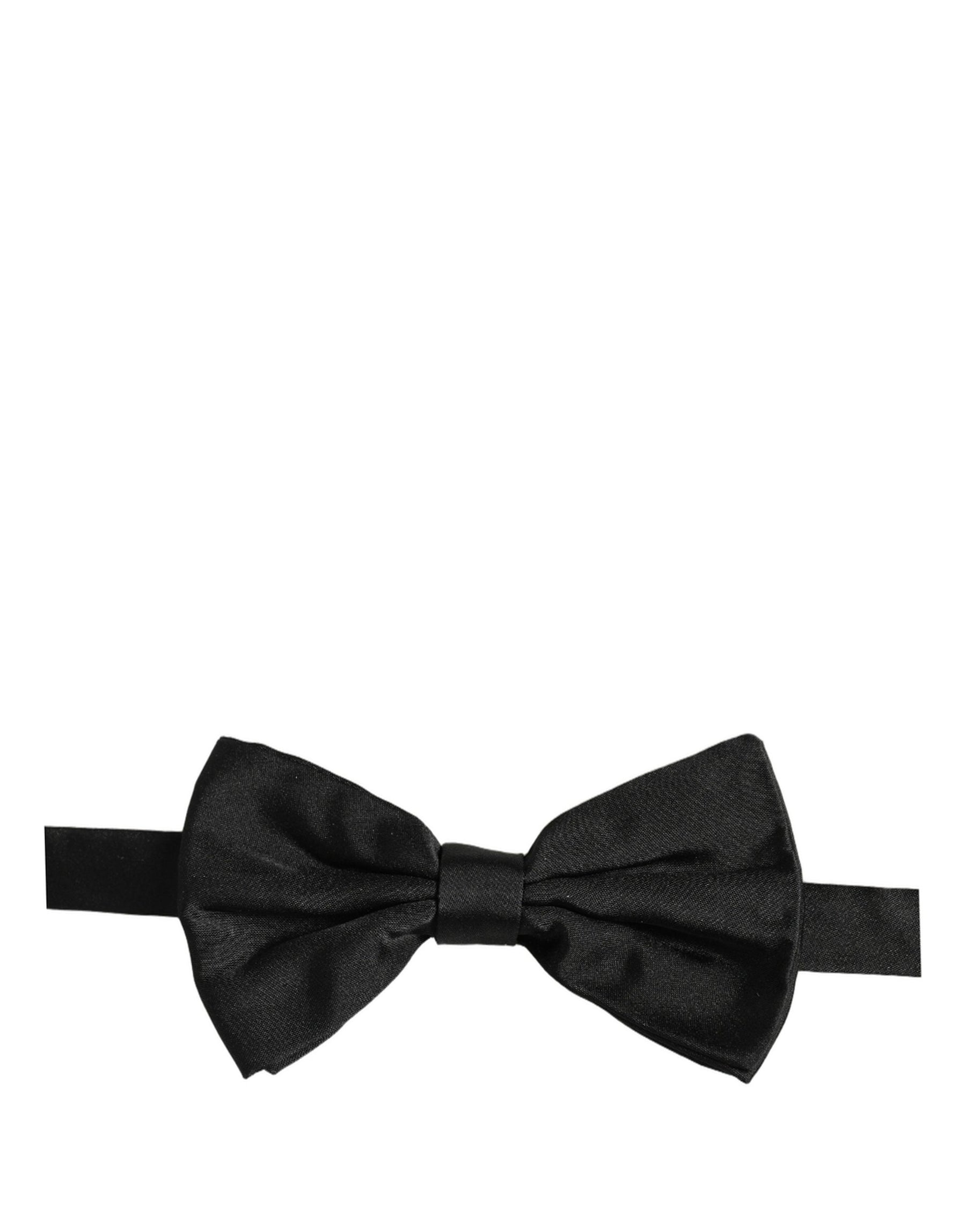 Dolce & Gabbana Men Black 100% Silk Adjustable Neck Papillon Bow Tie | Regal Royce