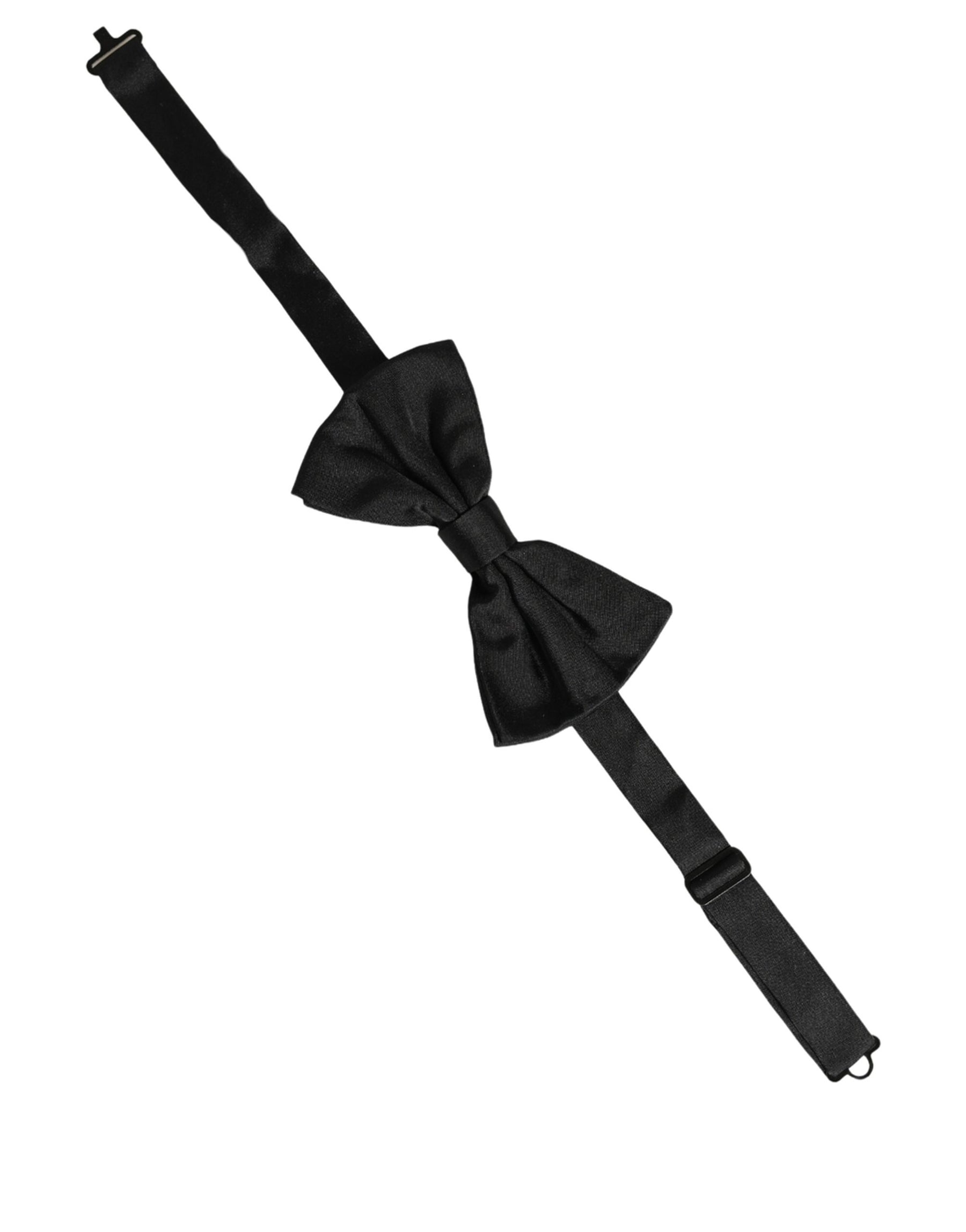 Dolce & Gabbana Men Black 100% Silk Adjustable Neck Papillon Bow Tie | Regal Royce