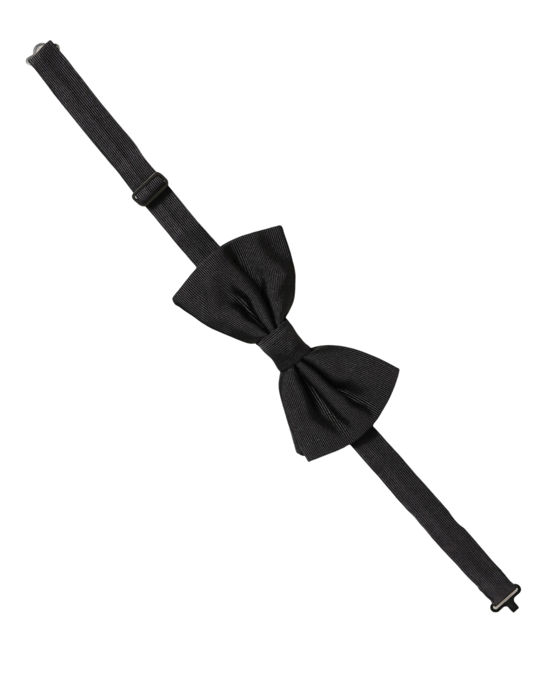 Dolce & Gabbana Men Black 100% Silk Adjustable Neck Papillon Bow Tie | Regal Royce