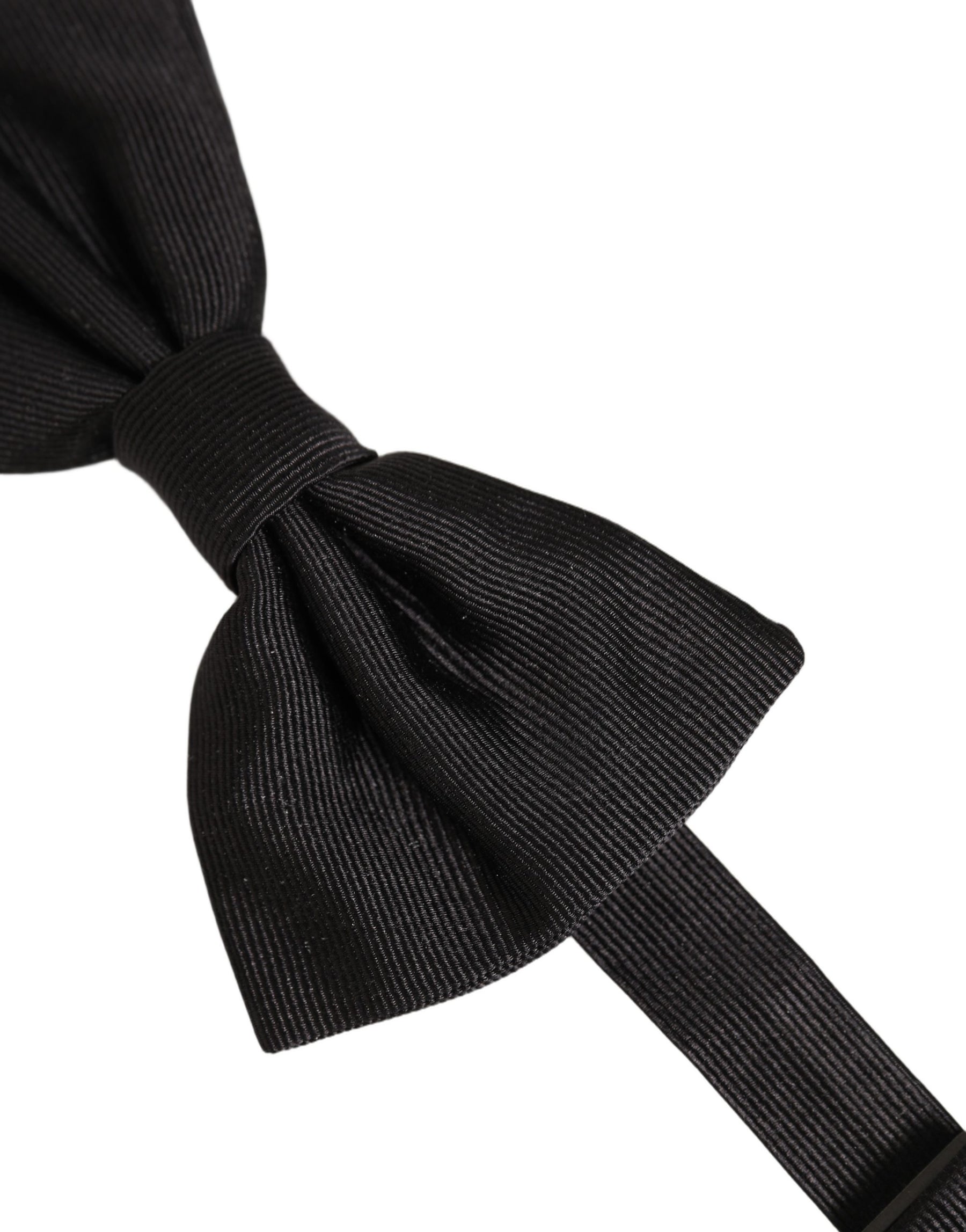 Dolce & Gabbana Men Black 100% Silk Adjustable Neck Papillon Bow Tie | Regal Royce