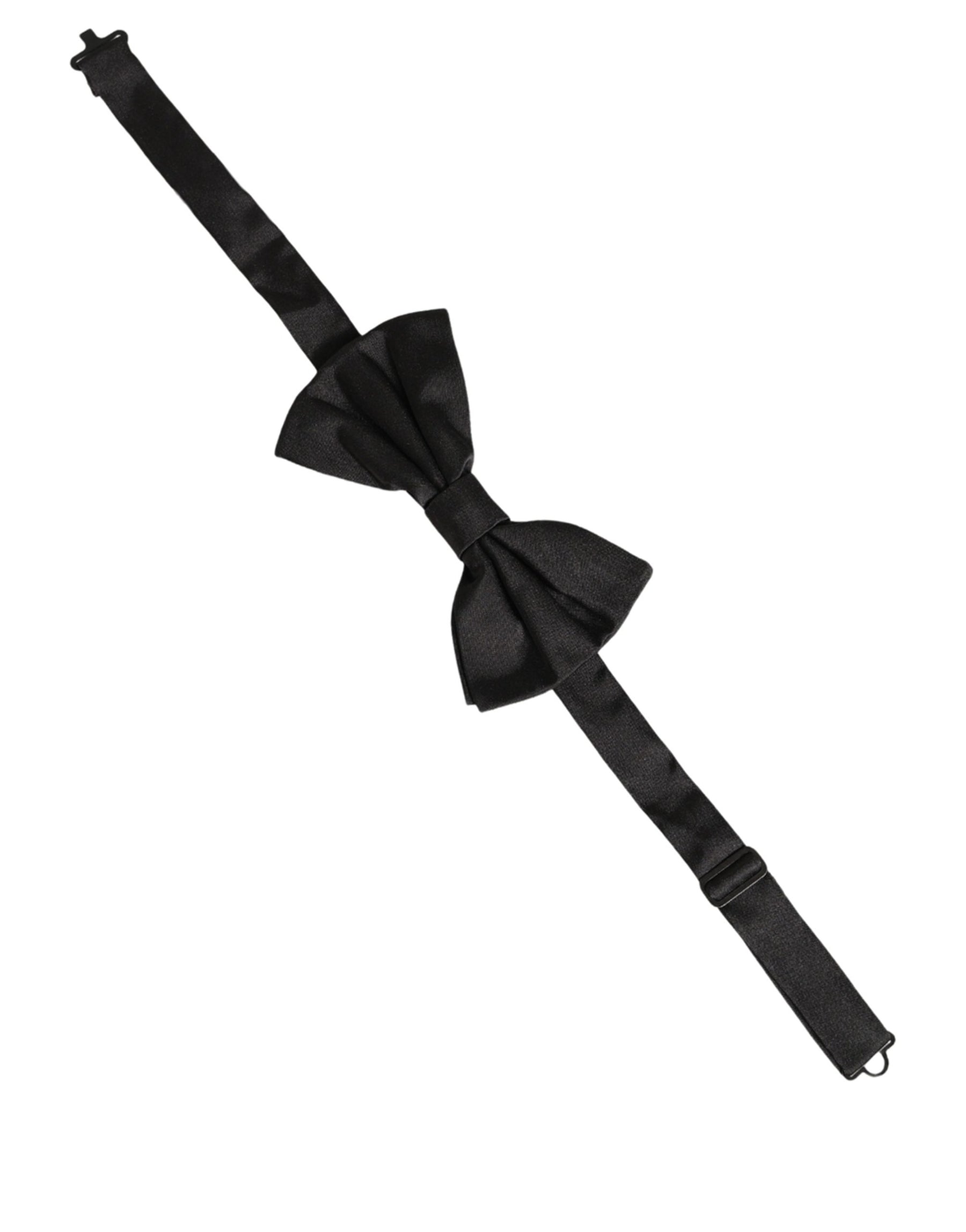Dolce & Gabbana Men Black 100% Silk Adjustable Neck Papillon Bow Tie | Regal Royce