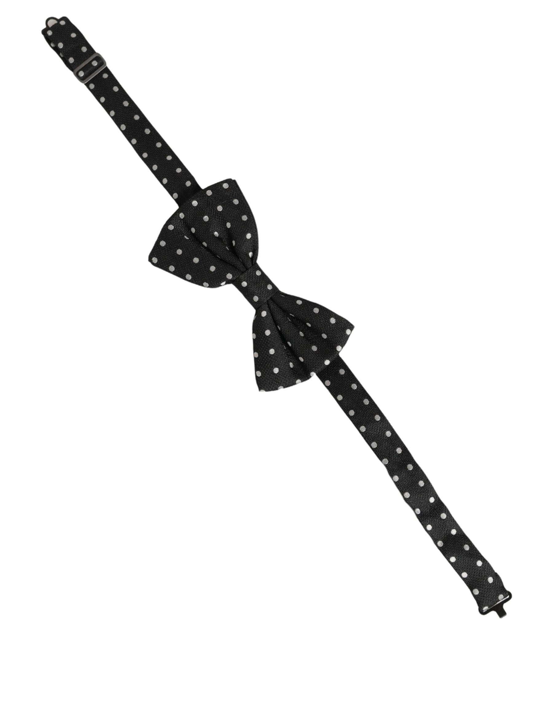 Dolce & Gabbana Black White Polka Dot Adjustable Neck Papillon Bow Tie | Regal Royce