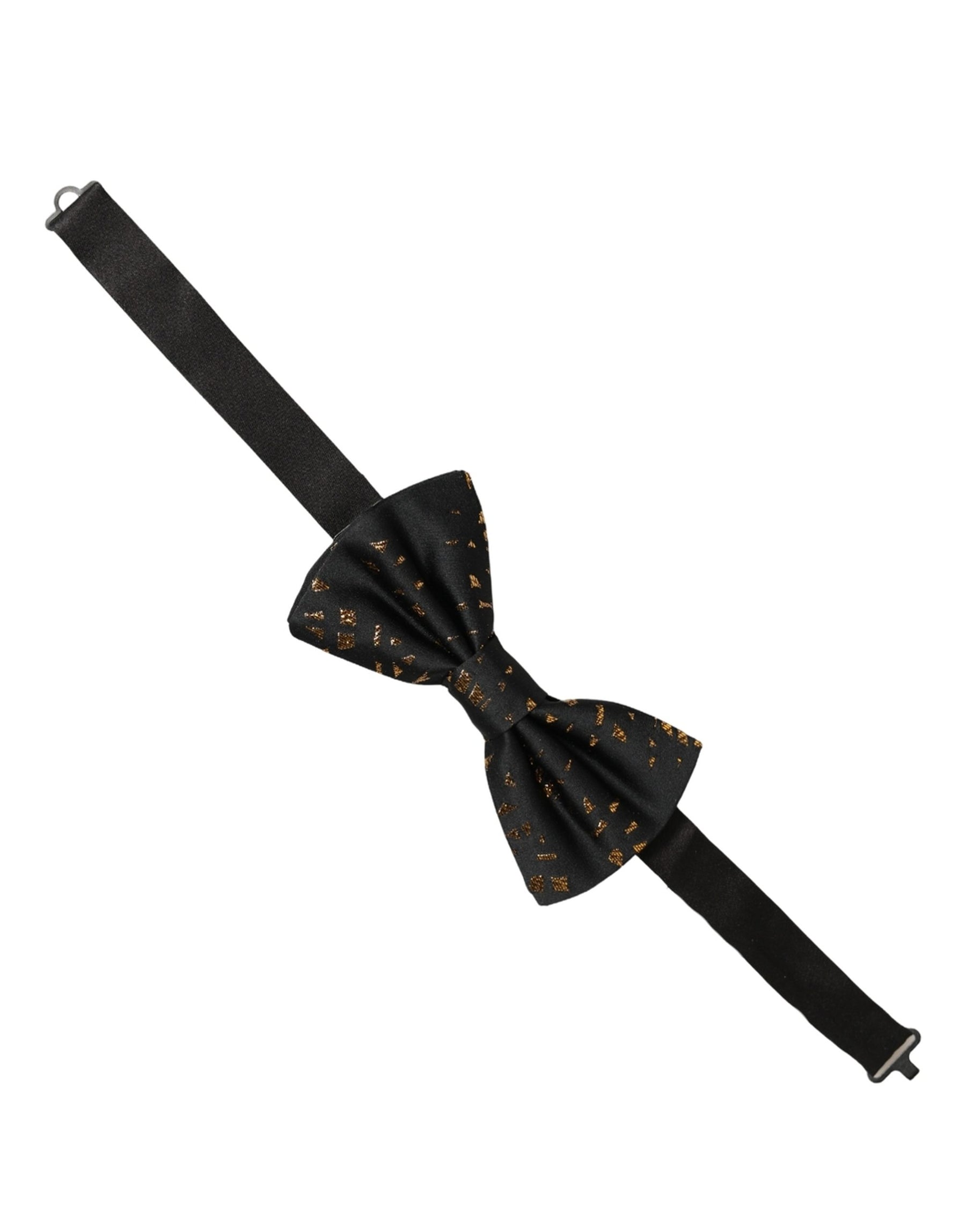 Dolce & Gabbana Black Gold Speckle Pattern Adjustable Neck Papillon Bow Tie | Regal Royce