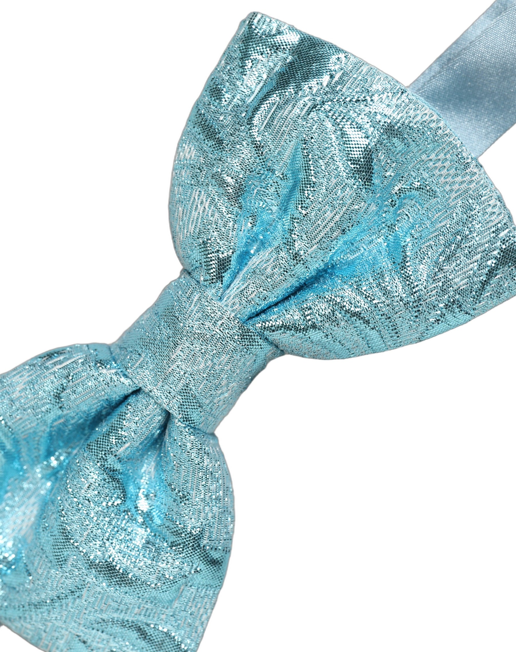 Dolce & Gabbana Light Blue Floral Brocade Adjustable Neck Papillon Bow Tie | Regal Royce