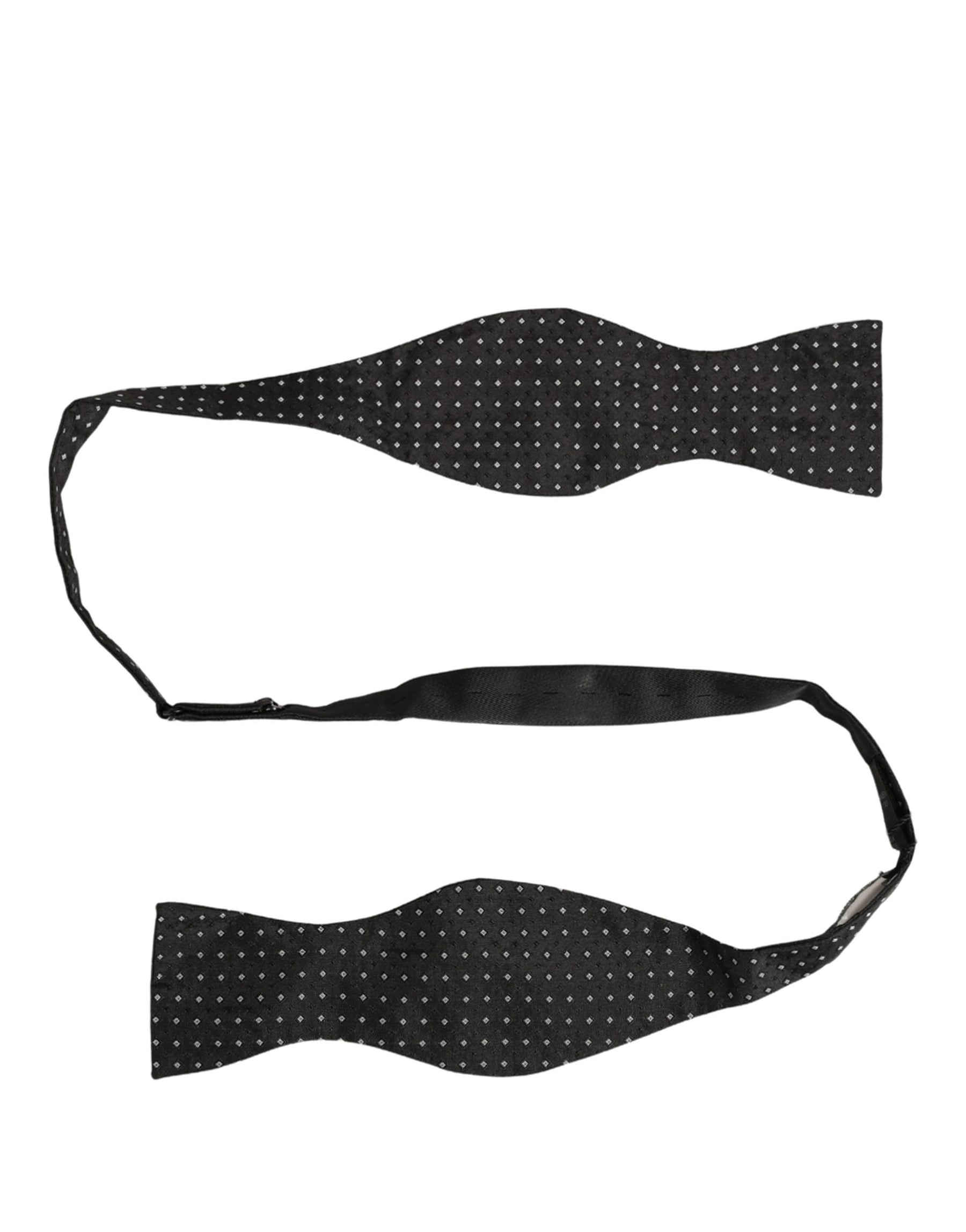 Dolce & Gabbana Black White Polka Dot Adjustable Neck Papillon Bow Tie | Regal Royce