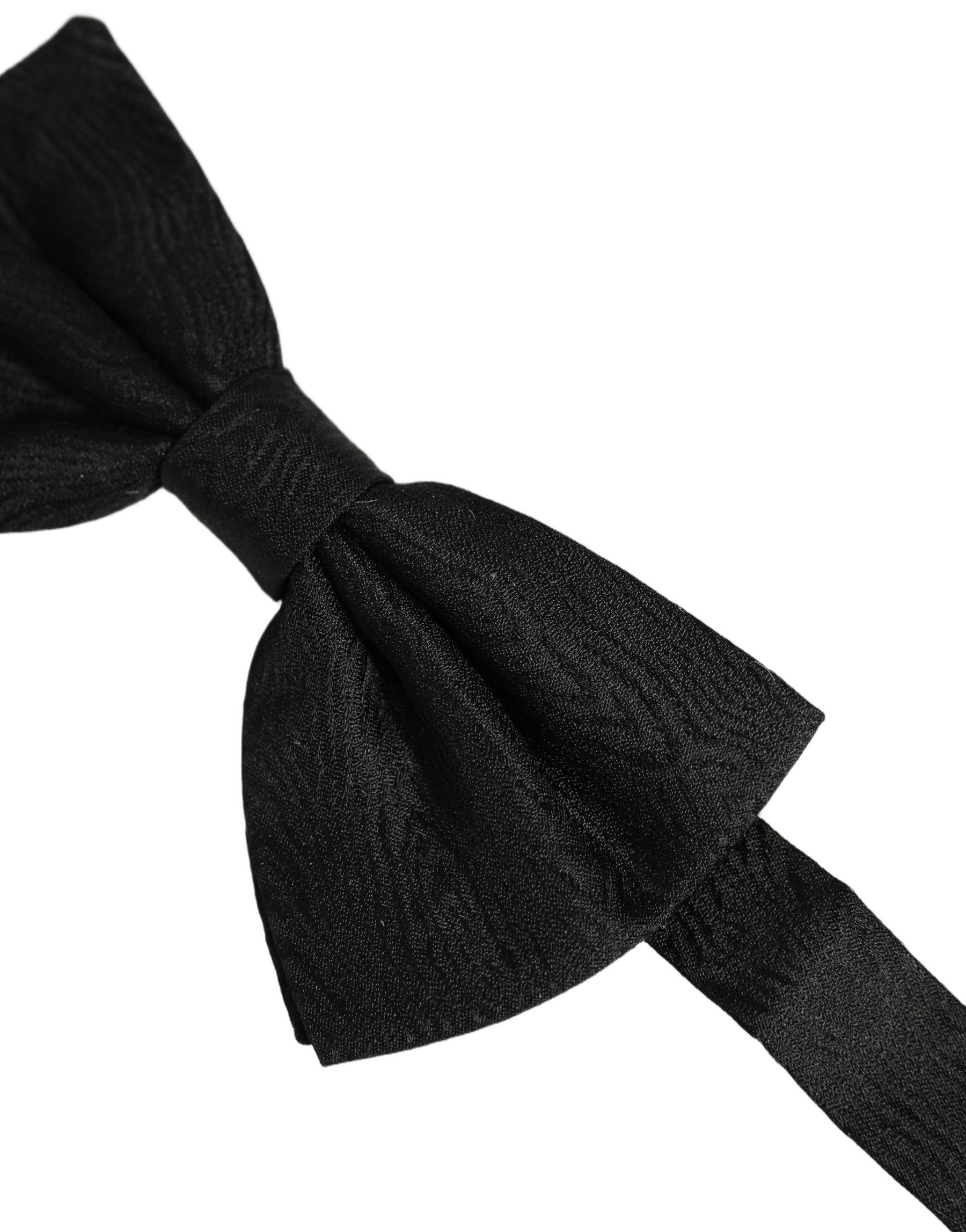 Dolce & Gabbana Men Black Silk Brocade Adjustable Neck Papillon Bow Tie | Regal Royce