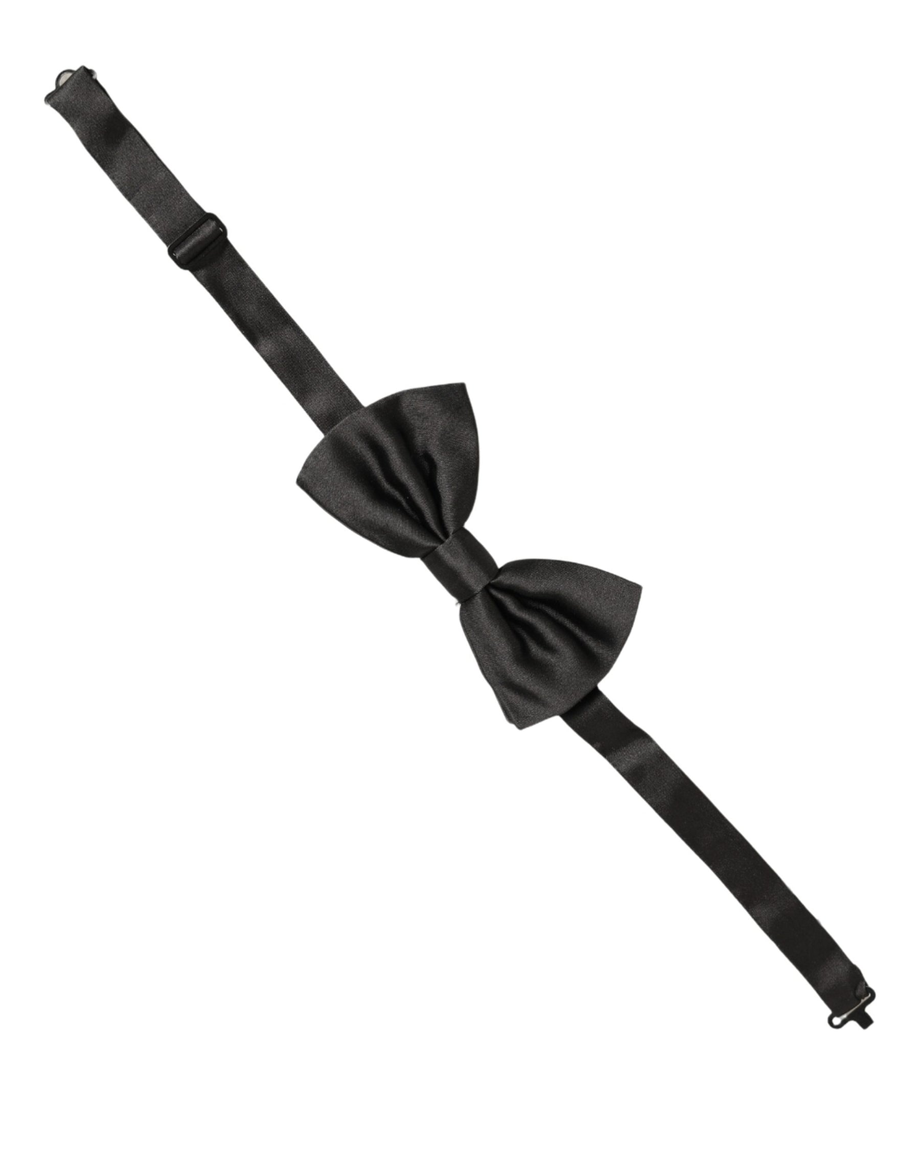 Dolce & Gabbana Men Black 100% Silk Adjustable Neck Papillon Bow Tie | Regal Royce