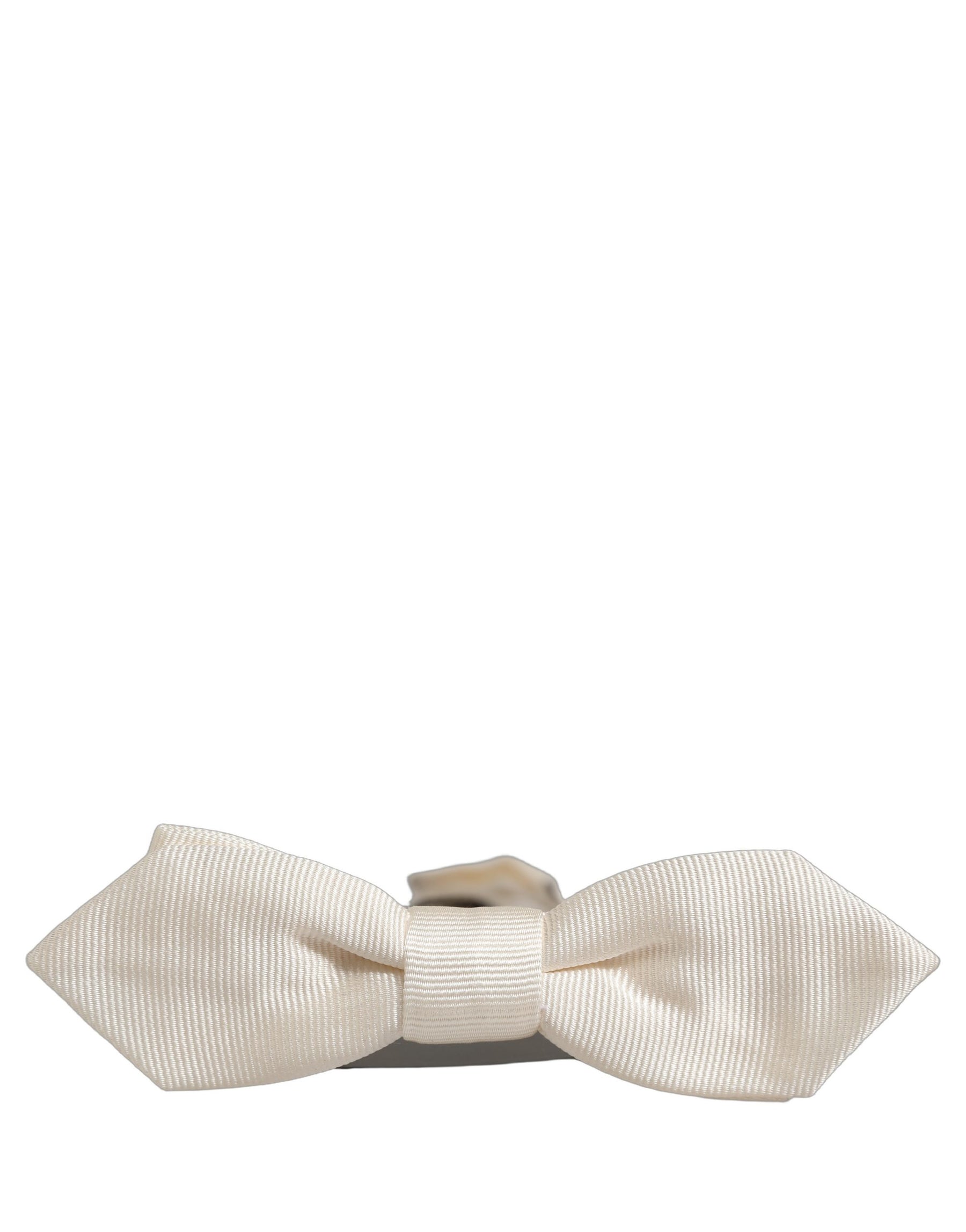 Dolce & Gabbana Men White 100% Silk Adjustable Neck Papillon Bow Tie | Regal Royce