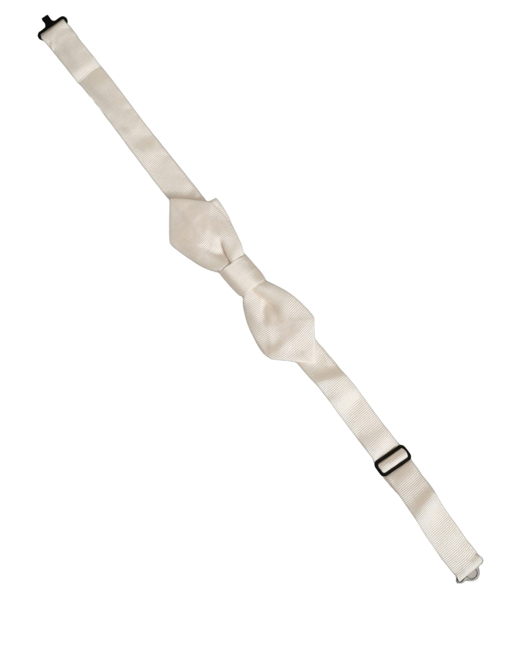 Dolce & Gabbana Men White 100% Silk Adjustable Neck Papillon Bow Tie | Regal Royce