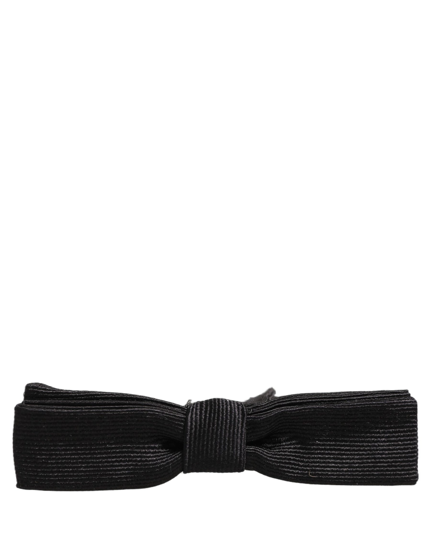 Dolce & Gabbana Men Black 100% SIlk Adjustable Neck Papillon Bow Tie | Regal Royce