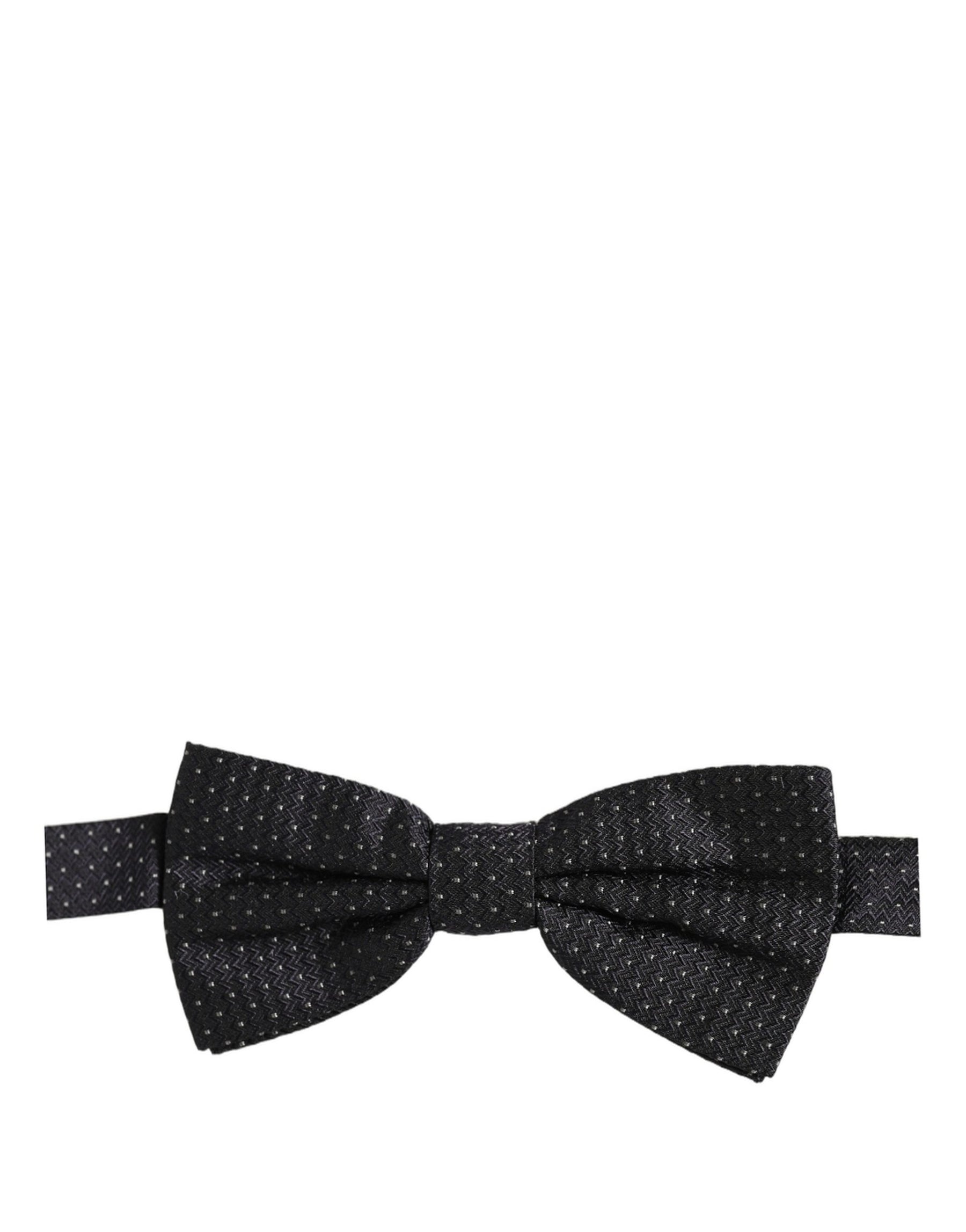 Dolce & Gabbana Black White Polka Dot Adjustable Neck Papillon Bow Tie | Regal Royce