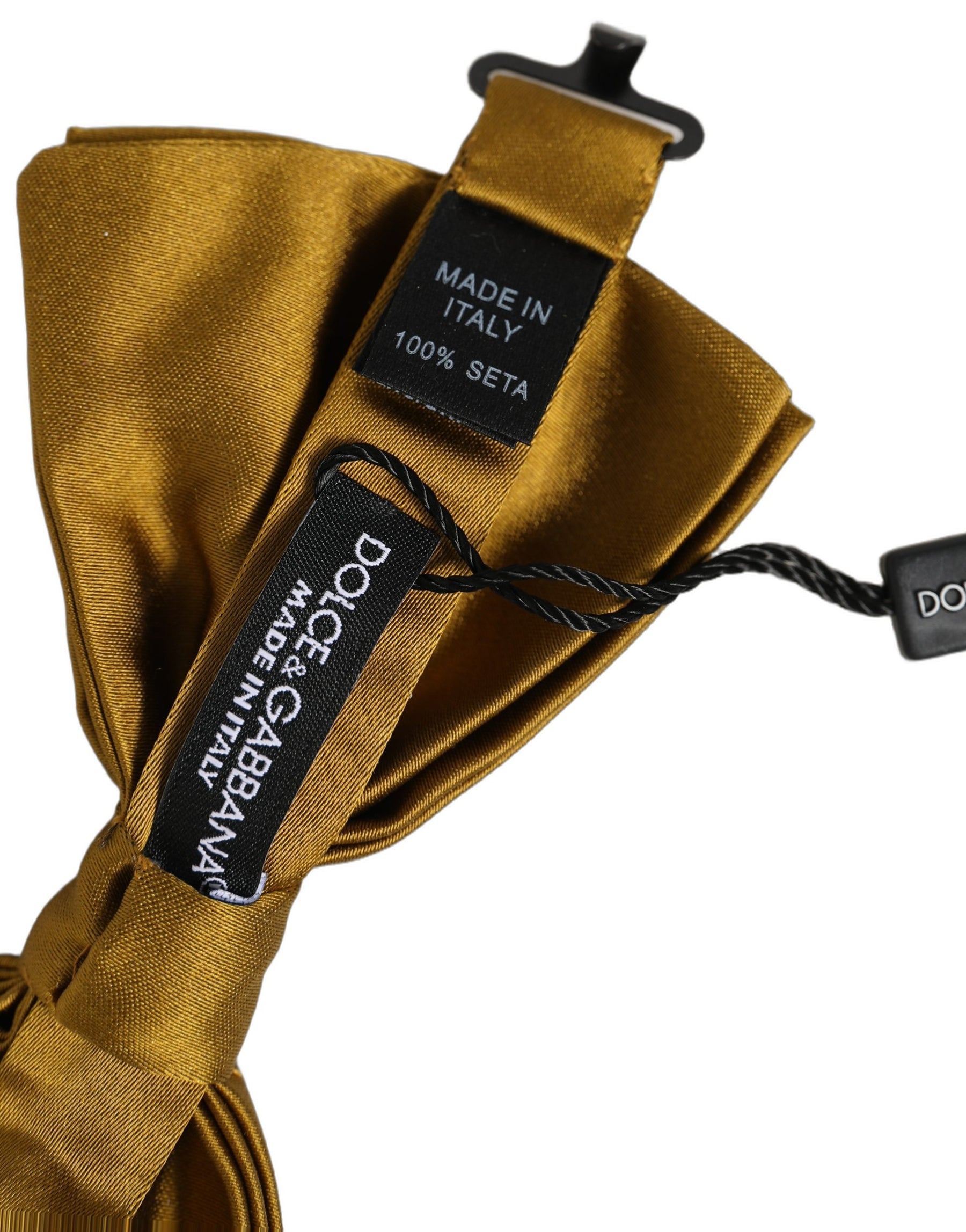 Dolce & Gabbana Men Mustard 100% Silk Adjustable Neck Papillon Bow Tie | Regal Royce
