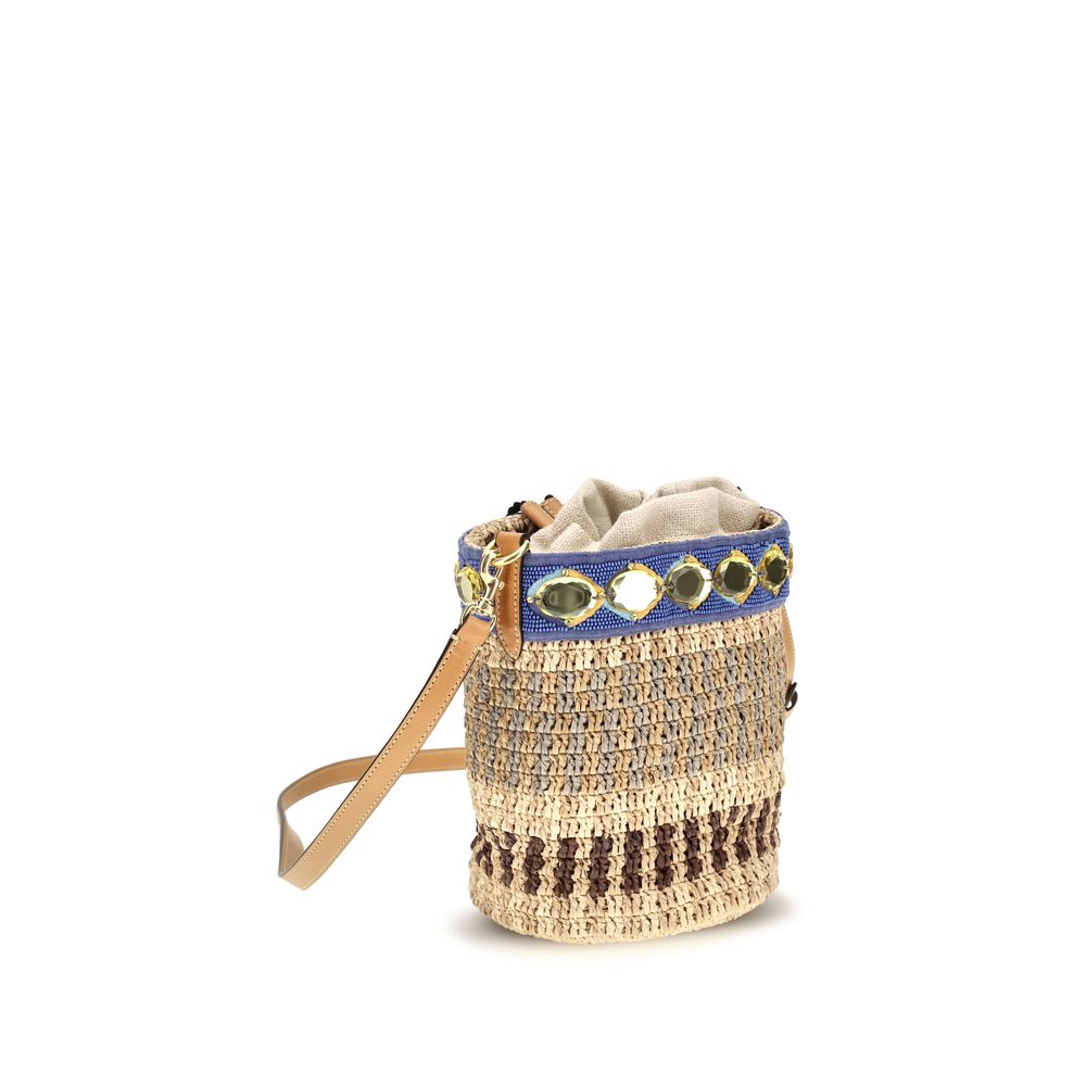 Valentino Garavani Beige Raffia Backet Bag | Regal Royce