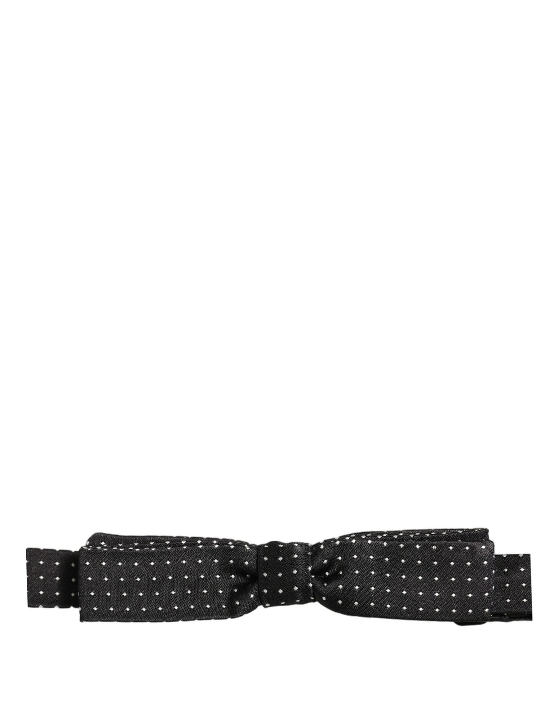 Dolce & Gabbana Black White Polka Dot Adjustable Neck Papillon Bow Tie | Regal Royce