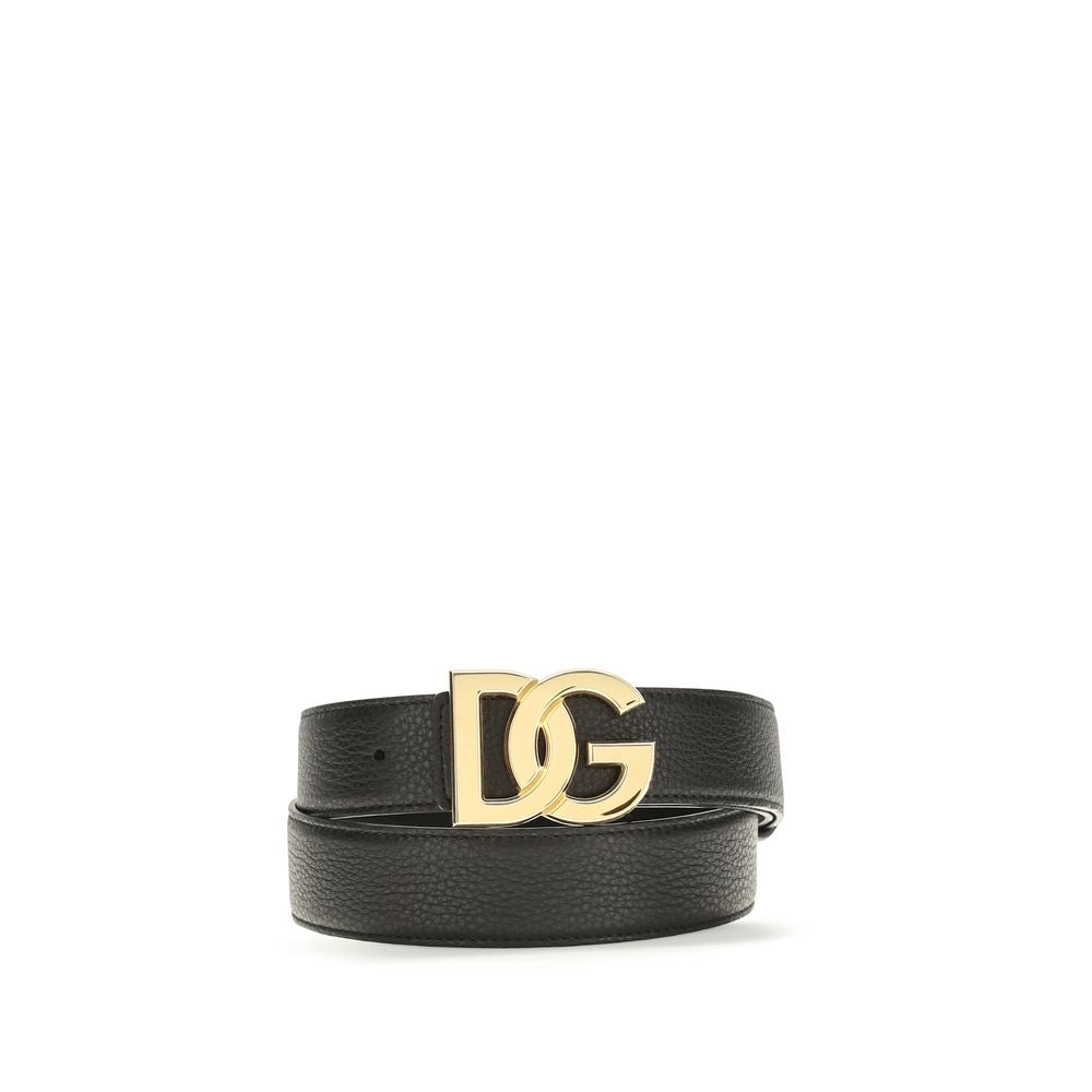 Dolce & Gabbana Black Calf Leather Bos Taurus Regular Belt | Regal Royce