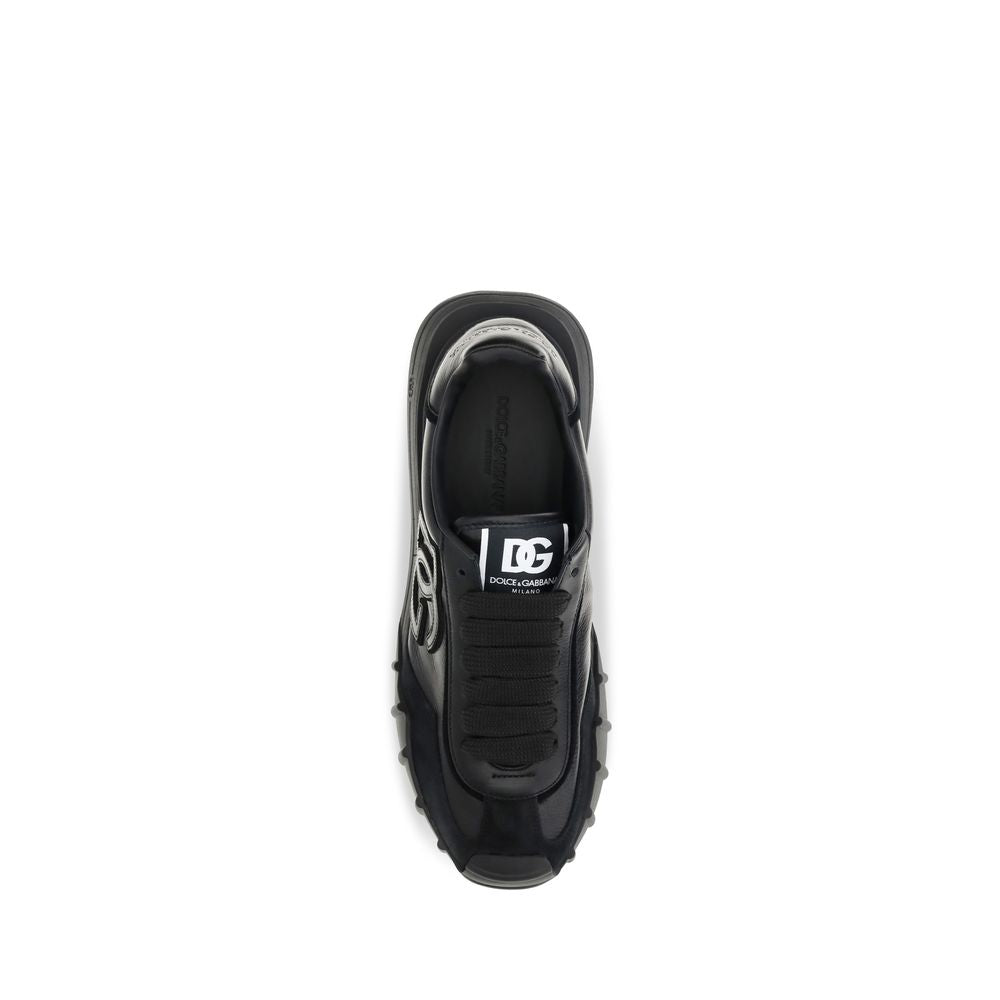 Dolce & Gabbana Black Calf Leather Bos Taurus Athletic Sneakers | Regal Royce