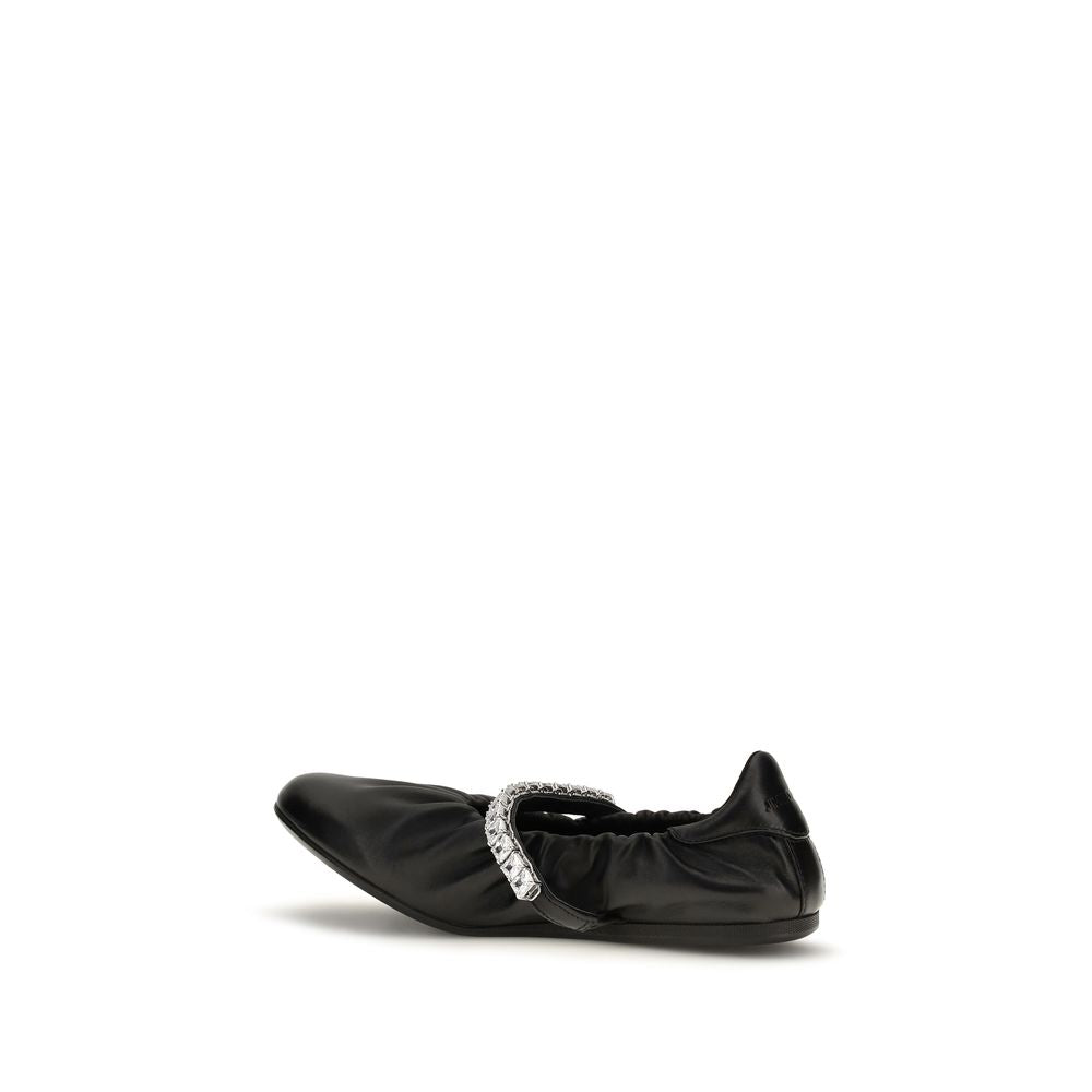 Jimmy Choo Black Calf Leather Bos Taurus Ballet Flats | Regal Royce