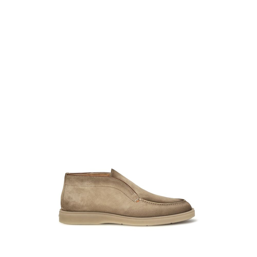 Santoni Beige Suede Leather Slip-On Loafers | Regal Royce