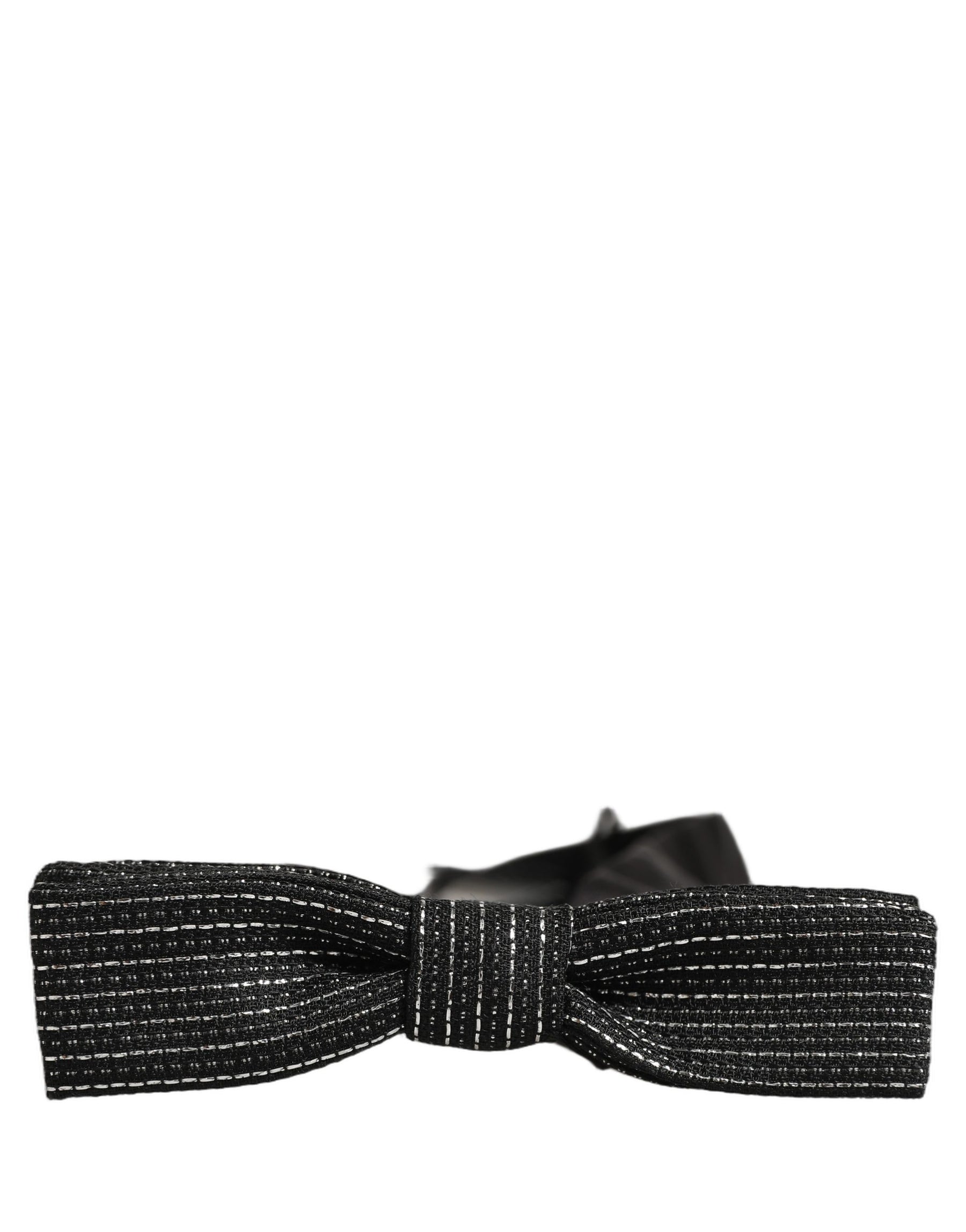 Dolce & Gabbana Men Black Silver Ribbed Adjustable Neck Papillon  Bow Tie | Regal Royce