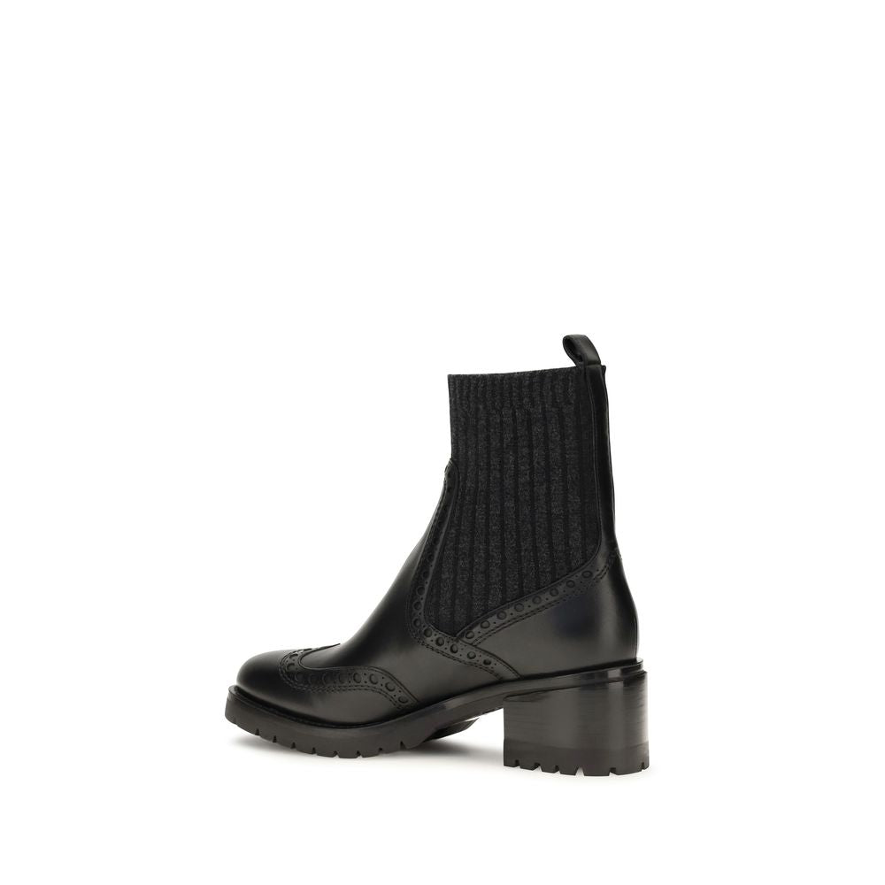 Santoni Black Calf Leather Bos Taurus Ankle Boots | Regal Royce