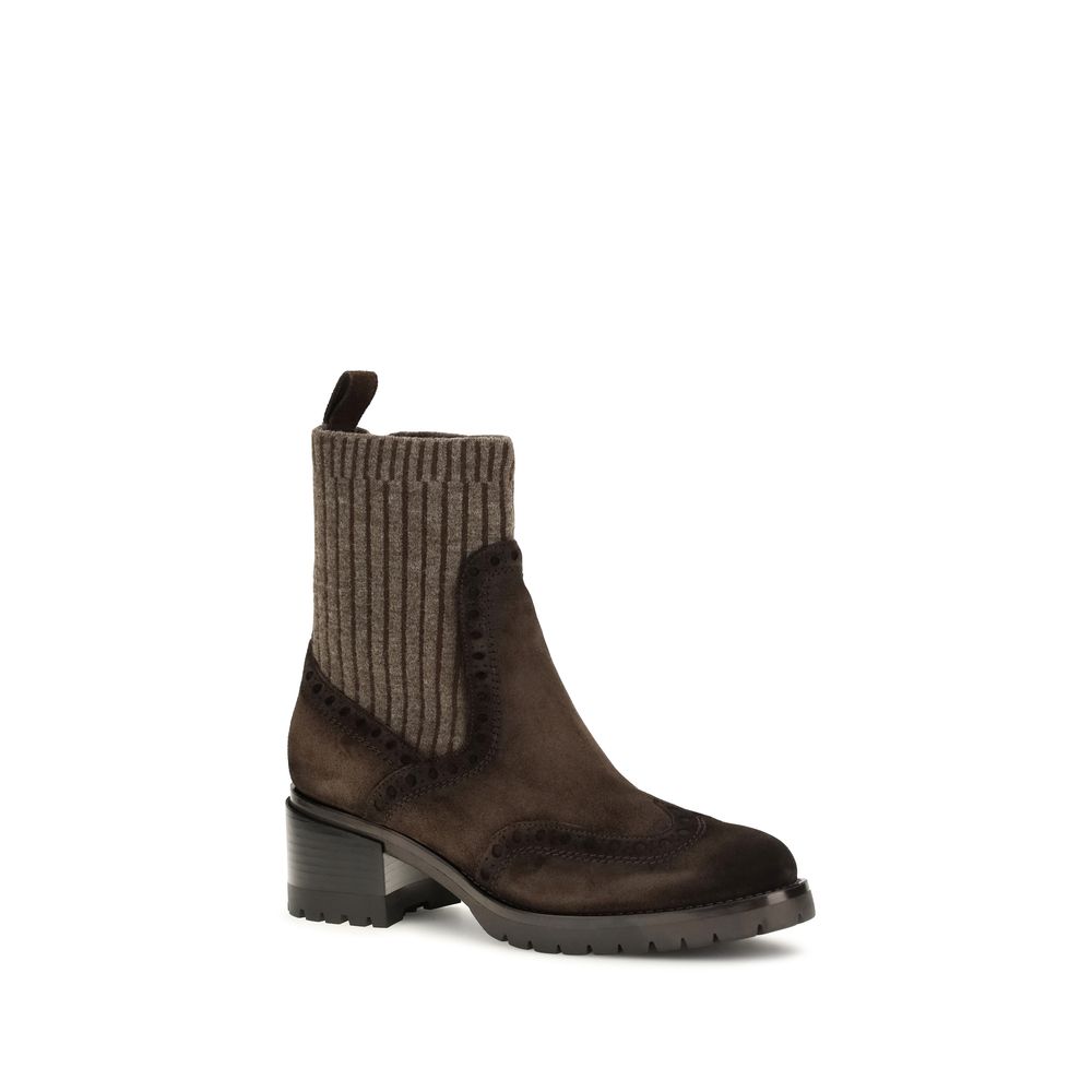 Santoni Brown Calf Leather Bos Taurus Ankle Boots | Regal Royce