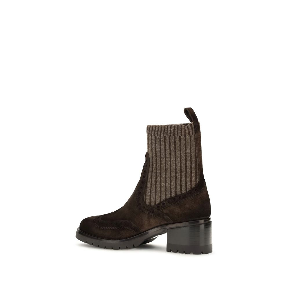 Santoni Brown Calf Leather Bos Taurus Ankle Boots | Regal Royce