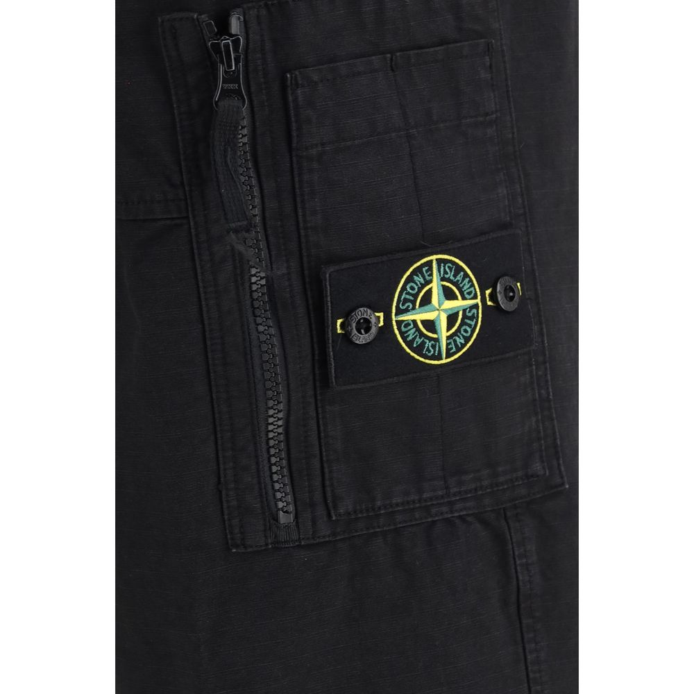 Stone Island Black Cotton Cargo Pants | Regal Royce