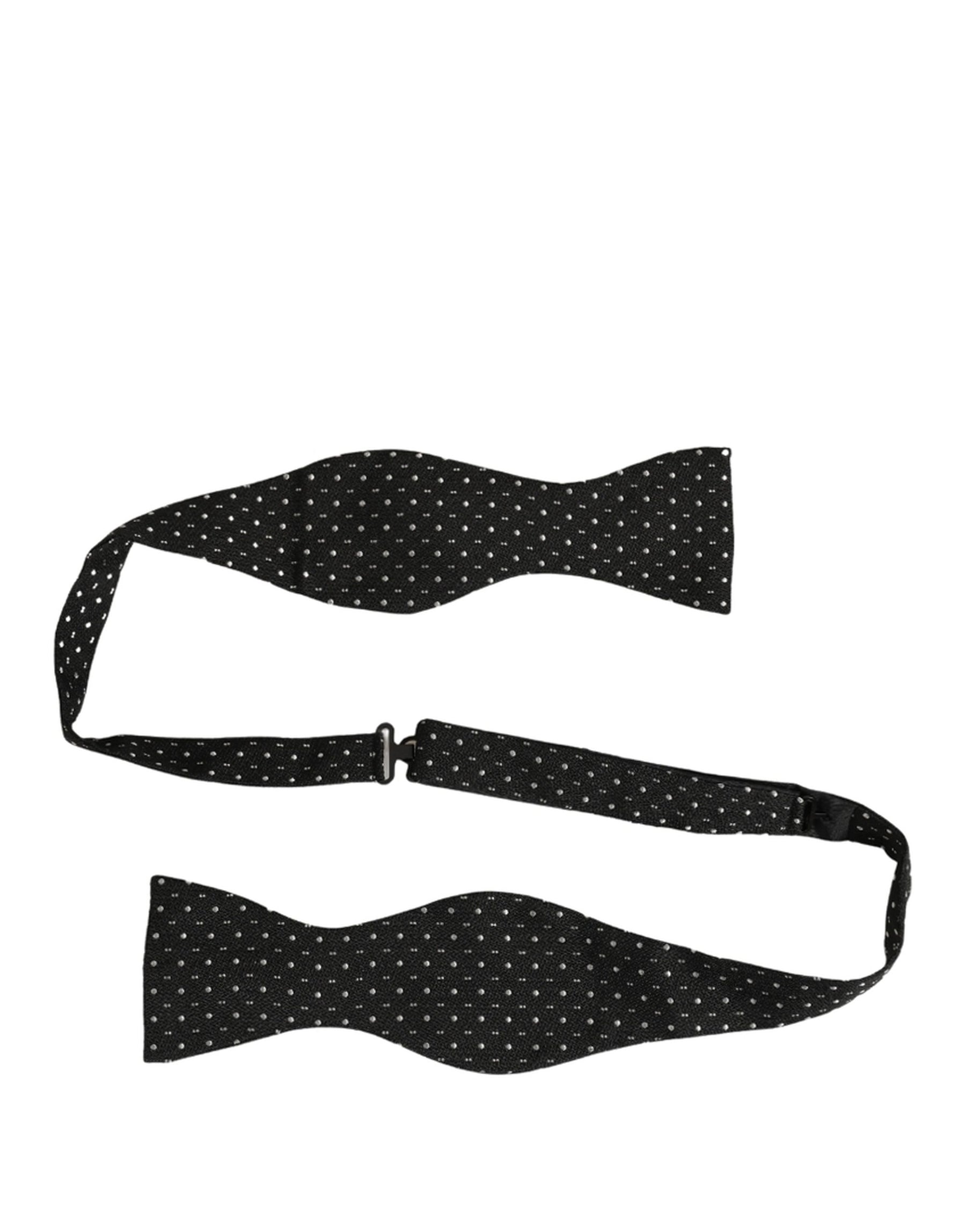 Dolce & Gabbana Black White Polka Dot Adjustable Neck Papillon Bow Tie | Regal Royce