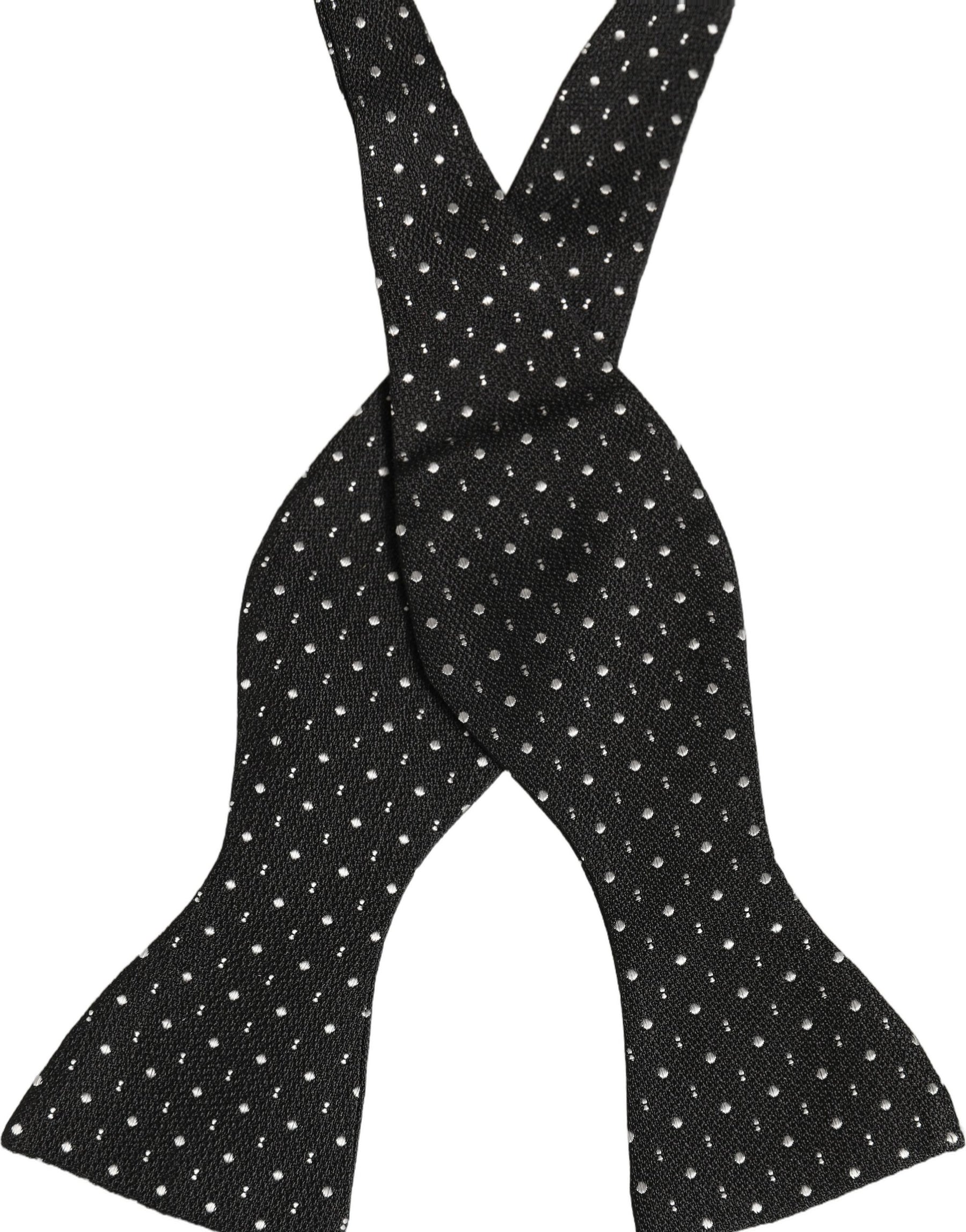 Dolce & Gabbana Black White Polka Dot Adjustable Neck Papillon Bow Tie | Regal Royce