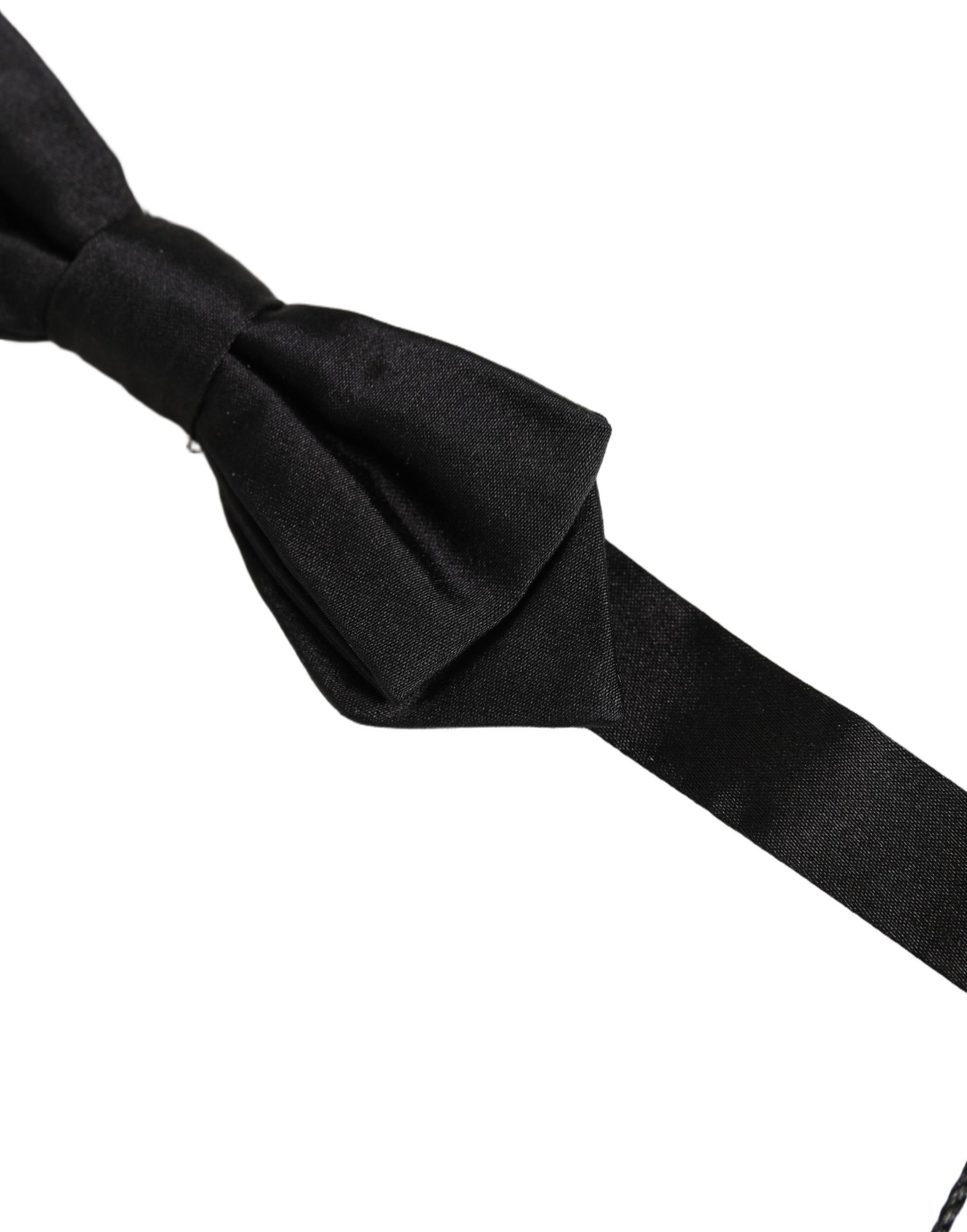 Dolce & Gabbana Men Black 100% Silk Adjustable Neck Papillon Bow Tie | Regal Royce