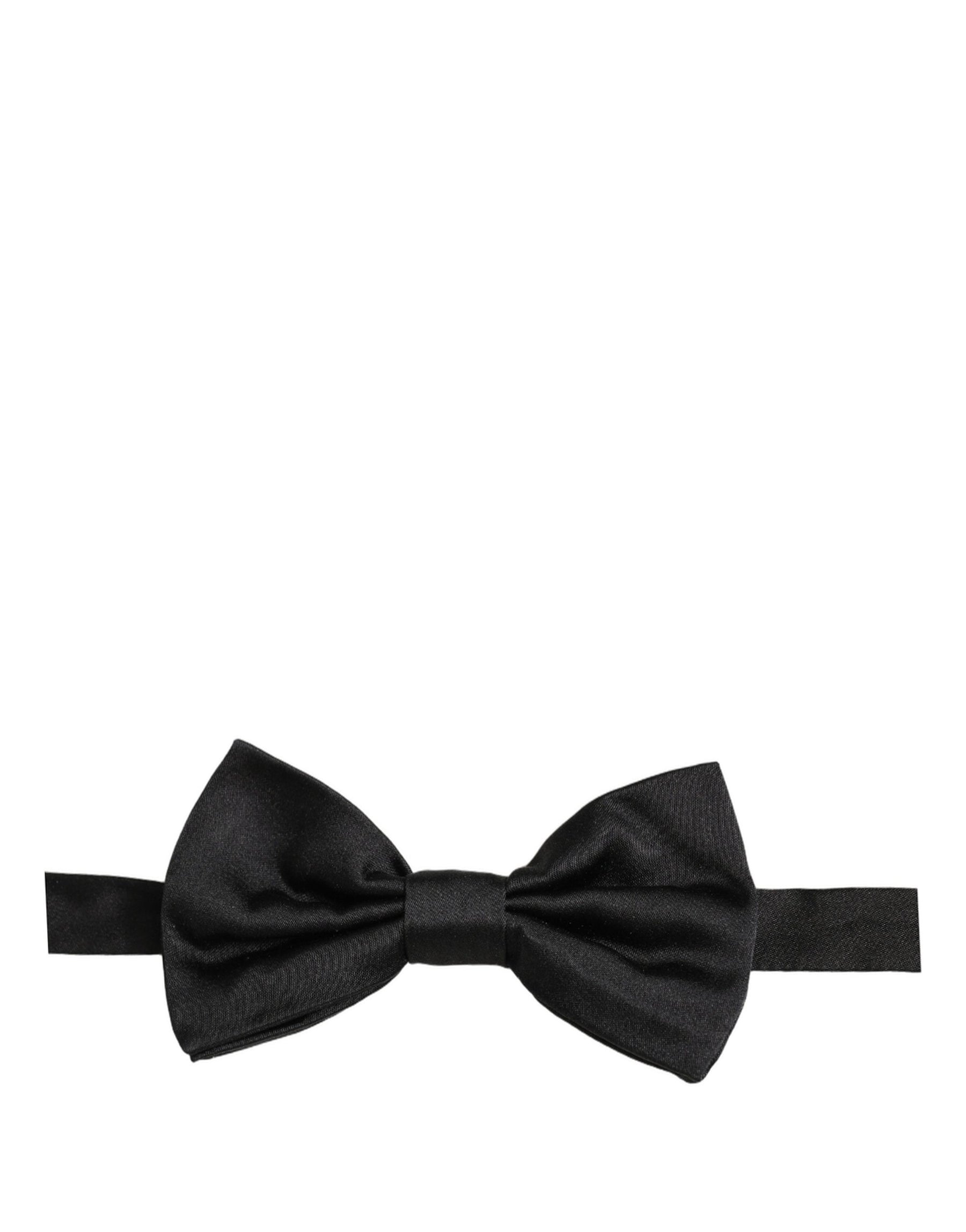 Dolce & Gabbana Men Black 100% Silk Adjustable Neck Papillon Bow Tie | Regal Royce