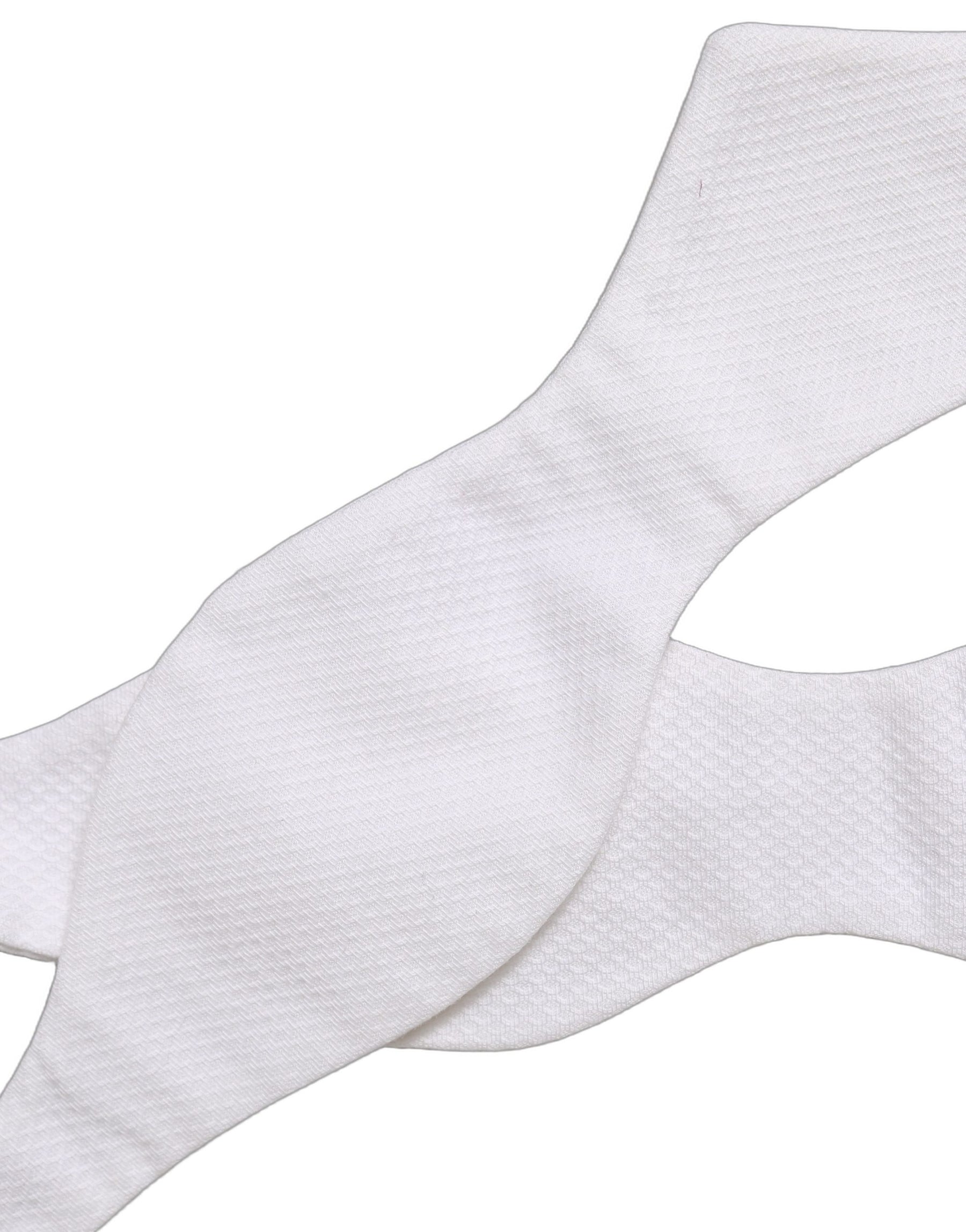 Dolce & Gabbana Men White 100% Silk Adjustable Neck Papillon Bow Tie | Regal Royce