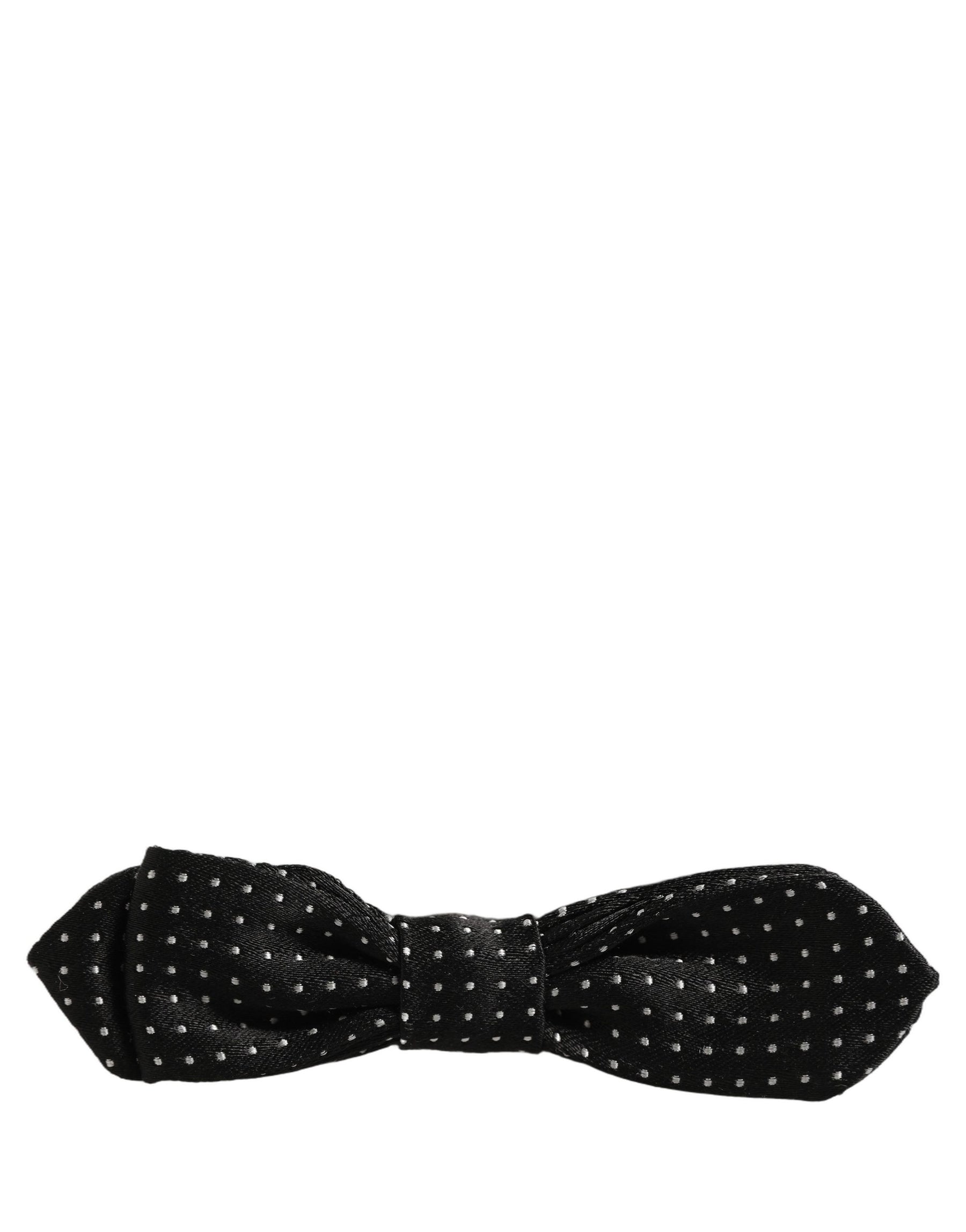 Dolce & Gabbana Black White Polka Dot Adjustable Neck Papillon Bow Tie | Regal Royce