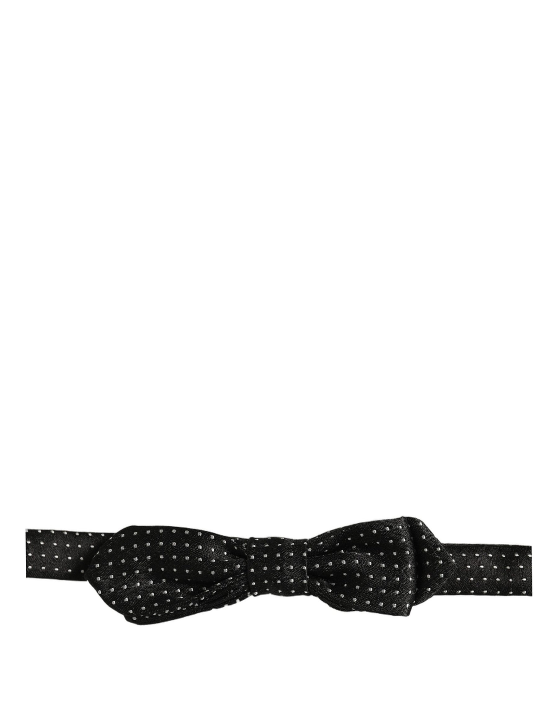 Dolce & Gabbana Black White Polka Dot Adjustable Neck Papillon Bow Tie | Regal Royce