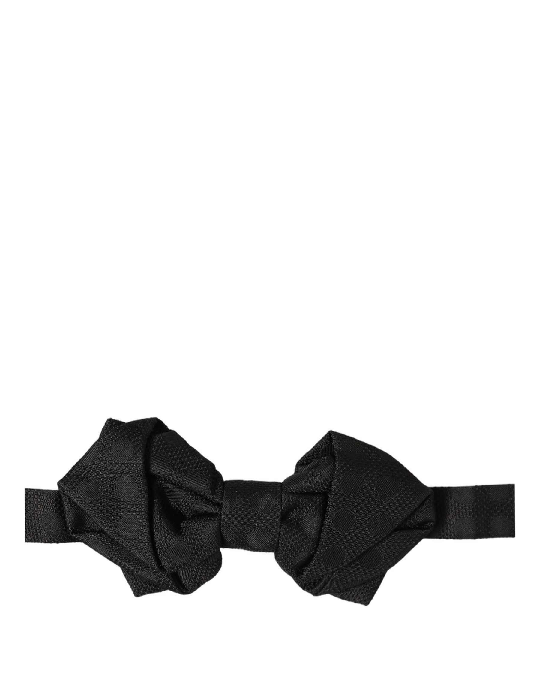 Dolce & Gabbana Men Black 100% Silk Adjustable Neck Papillon Bow Tie | Regal Royce