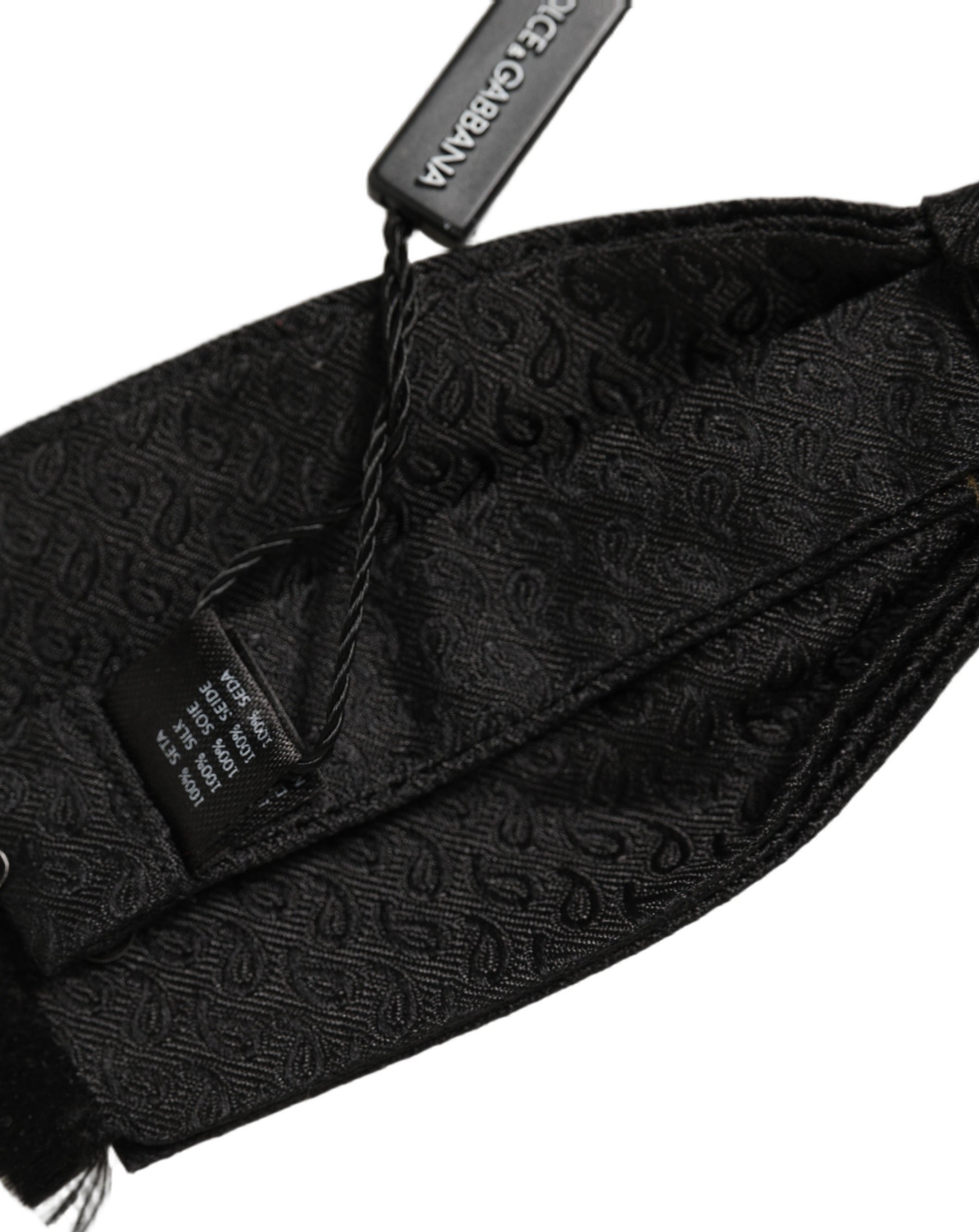 Dolce & Gabbana Men Black 100% SIlk Adjustable Neck Papillon Bow Tie | Regal Royce