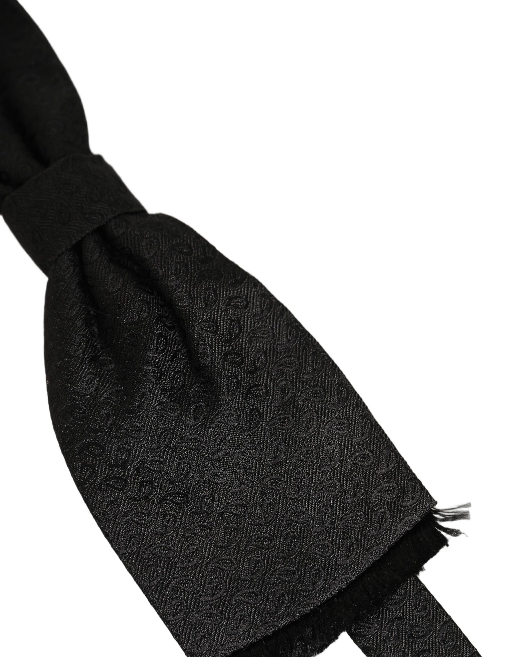 Dolce & Gabbana Men Black 100% SIlk Adjustable Neck Papillon Bow Tie | Regal Royce