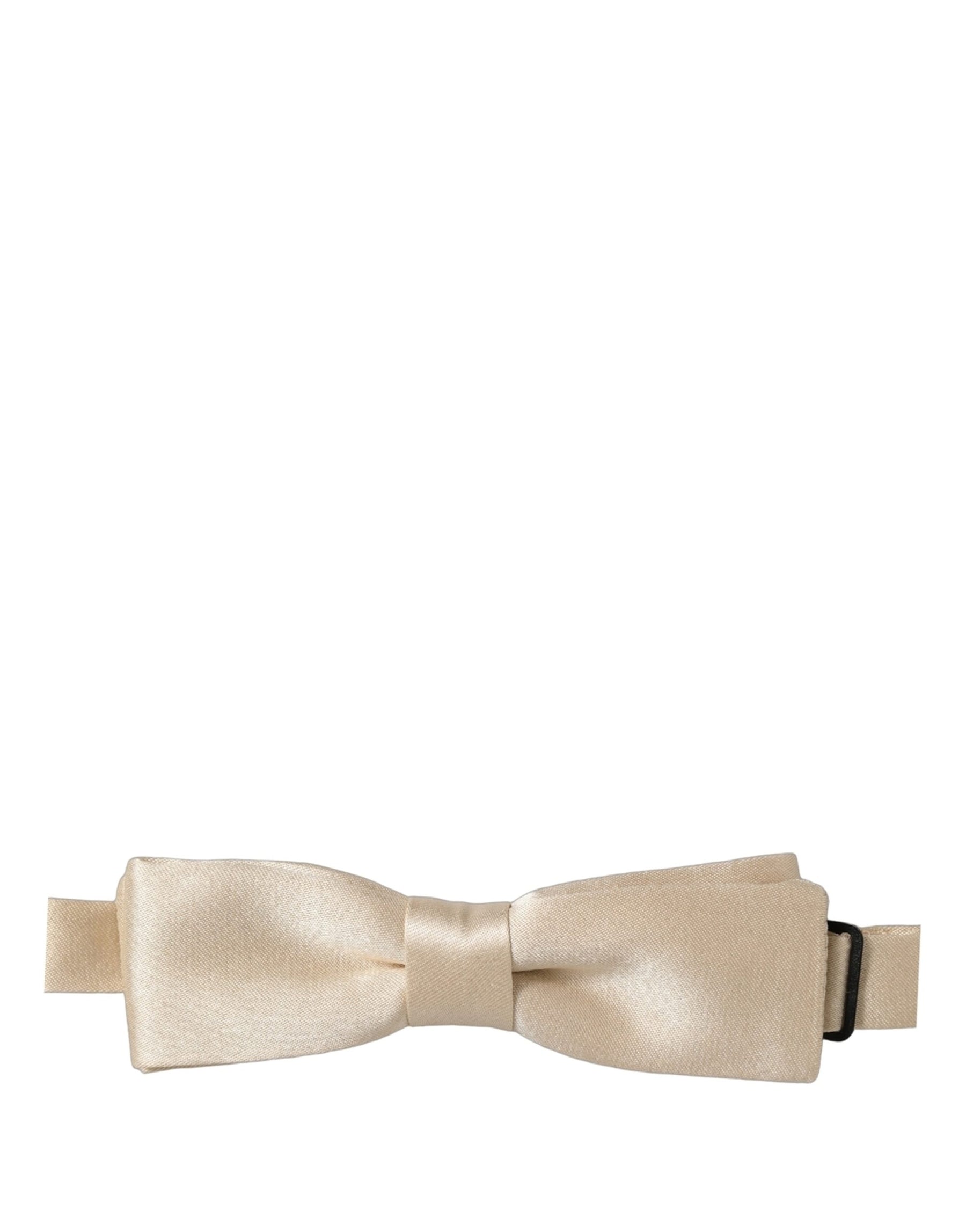 Dolce & Gabbana Men Beige 100% Silk Adjustable Neck Papillon Bow Tie | Regal Royce