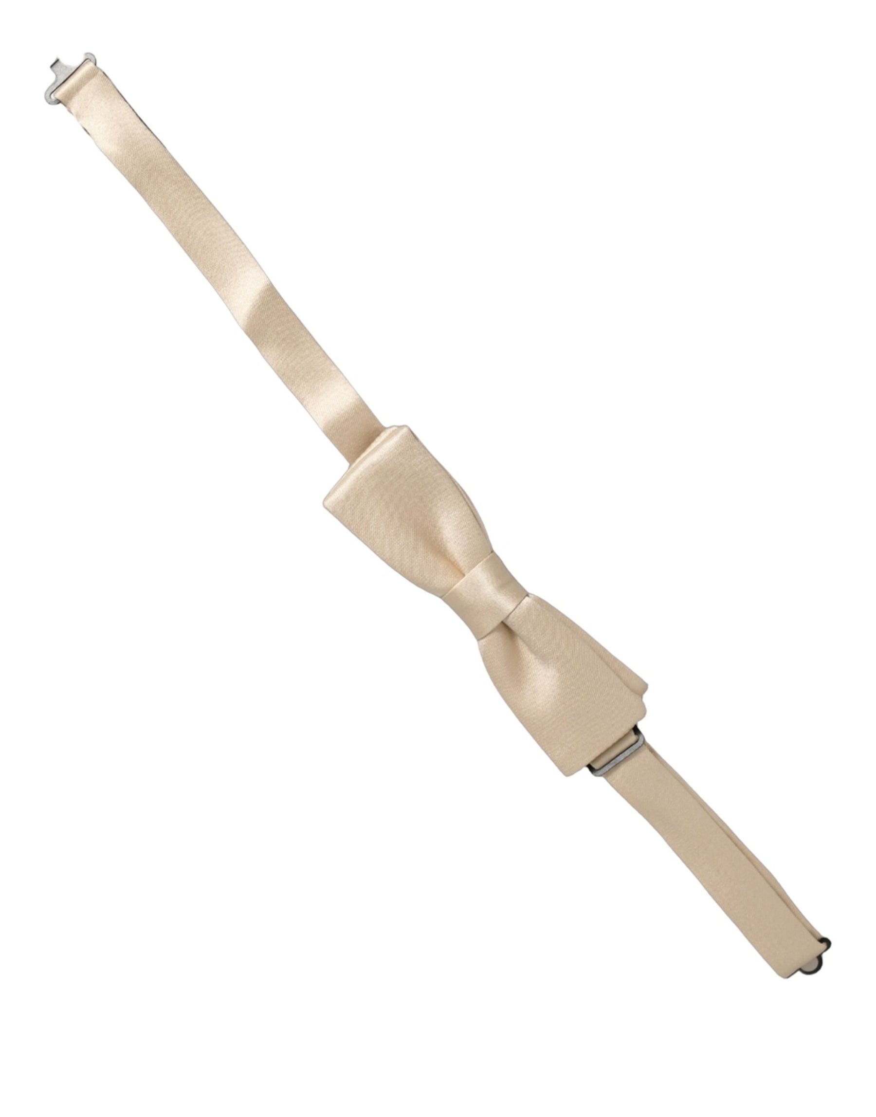 Dolce & Gabbana Men Beige 100% Silk Adjustable Neck Papillon Bow Tie | Regal Royce