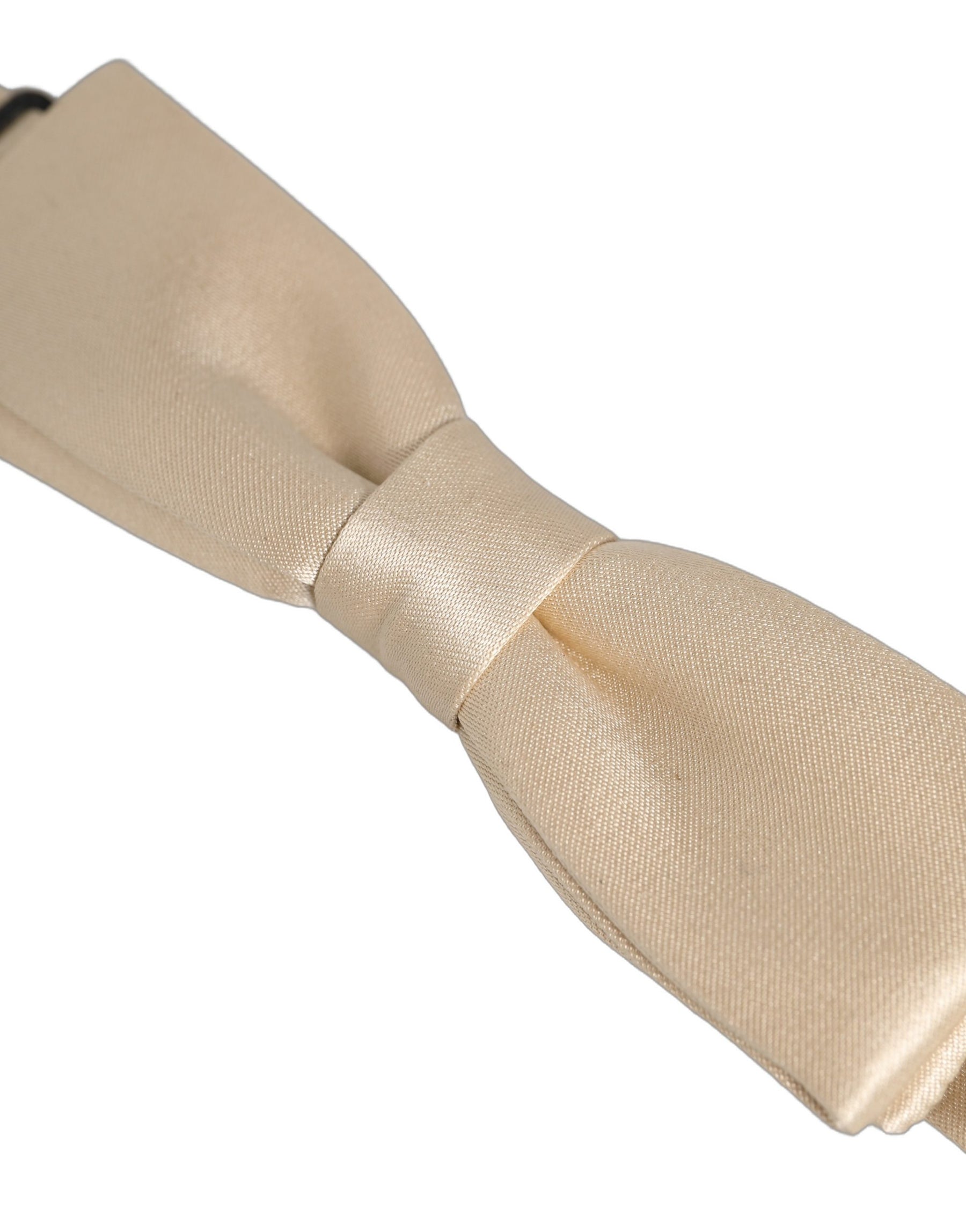 Dolce & Gabbana Men Beige 100% Silk Adjustable Neck Papillon Bow Tie | Regal Royce
