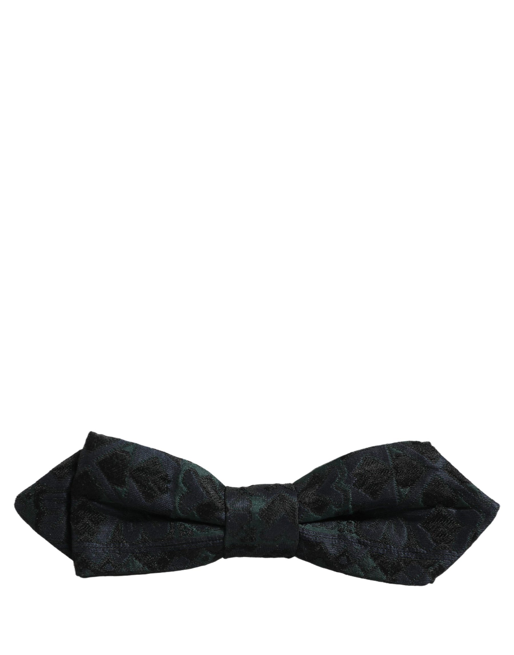 Dolce & Gabbana Men Black Green Paisley Adjustable Neck Papillon Bow Tie | Regal Royce