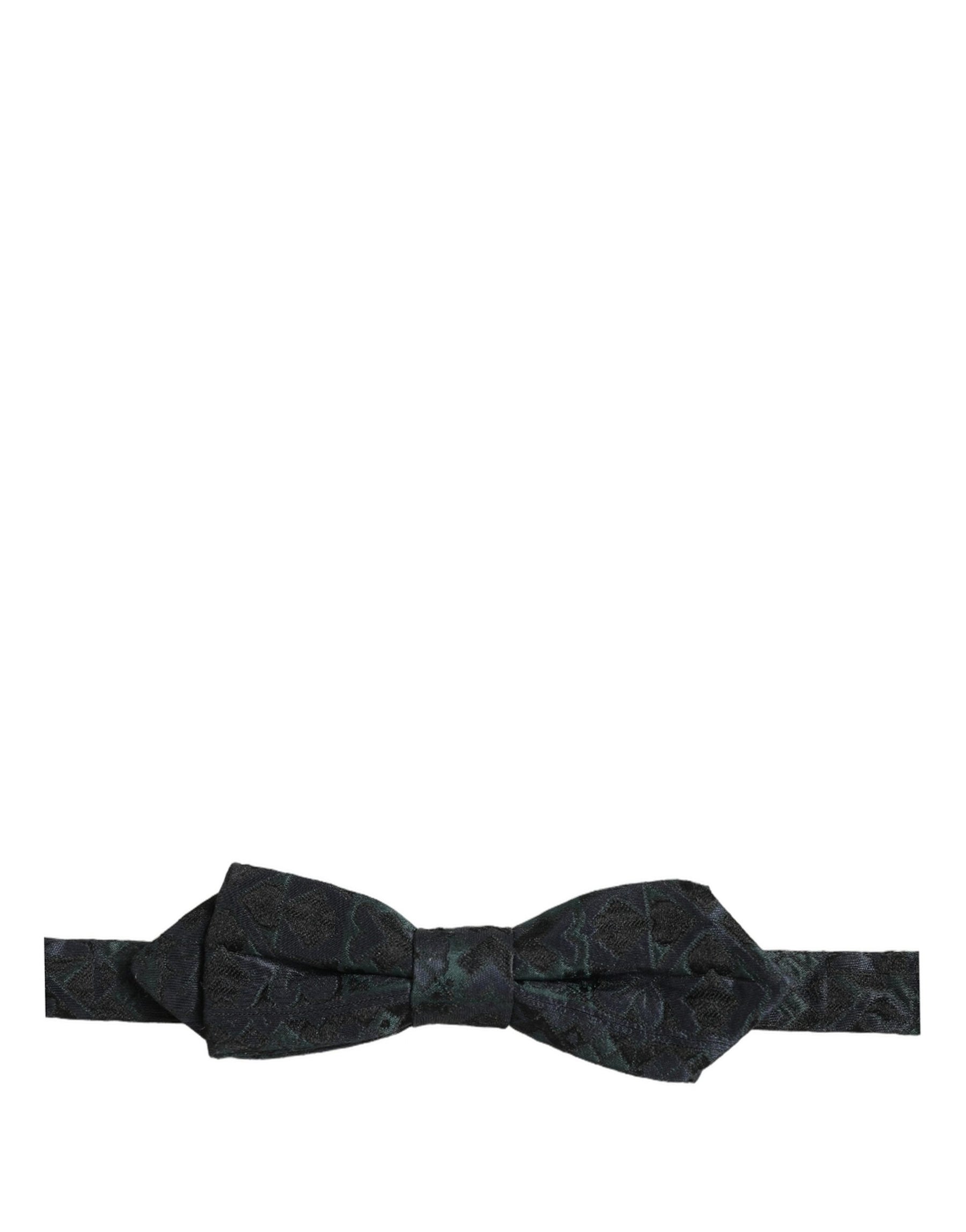 Dolce & Gabbana Men Black Green Paisley Adjustable Neck Papillon Bow Tie | Regal Royce