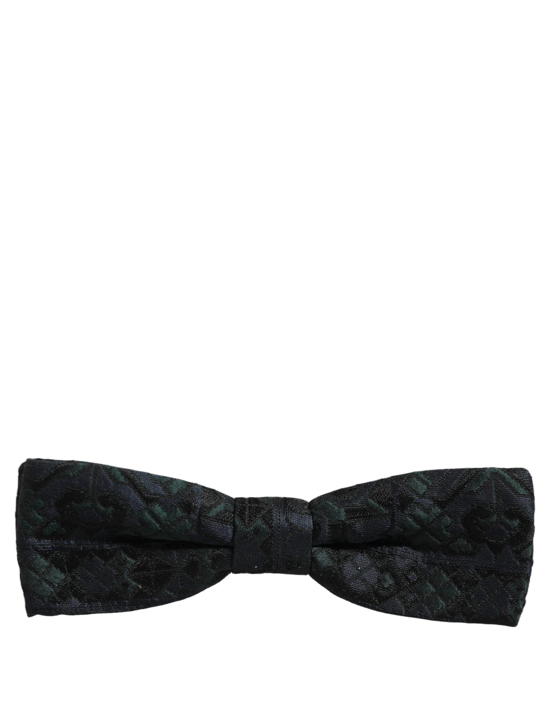 Dolce & Gabbana Men Black Green Paisley Adjustable Neck Papillon Bow Tie | Regal Royce